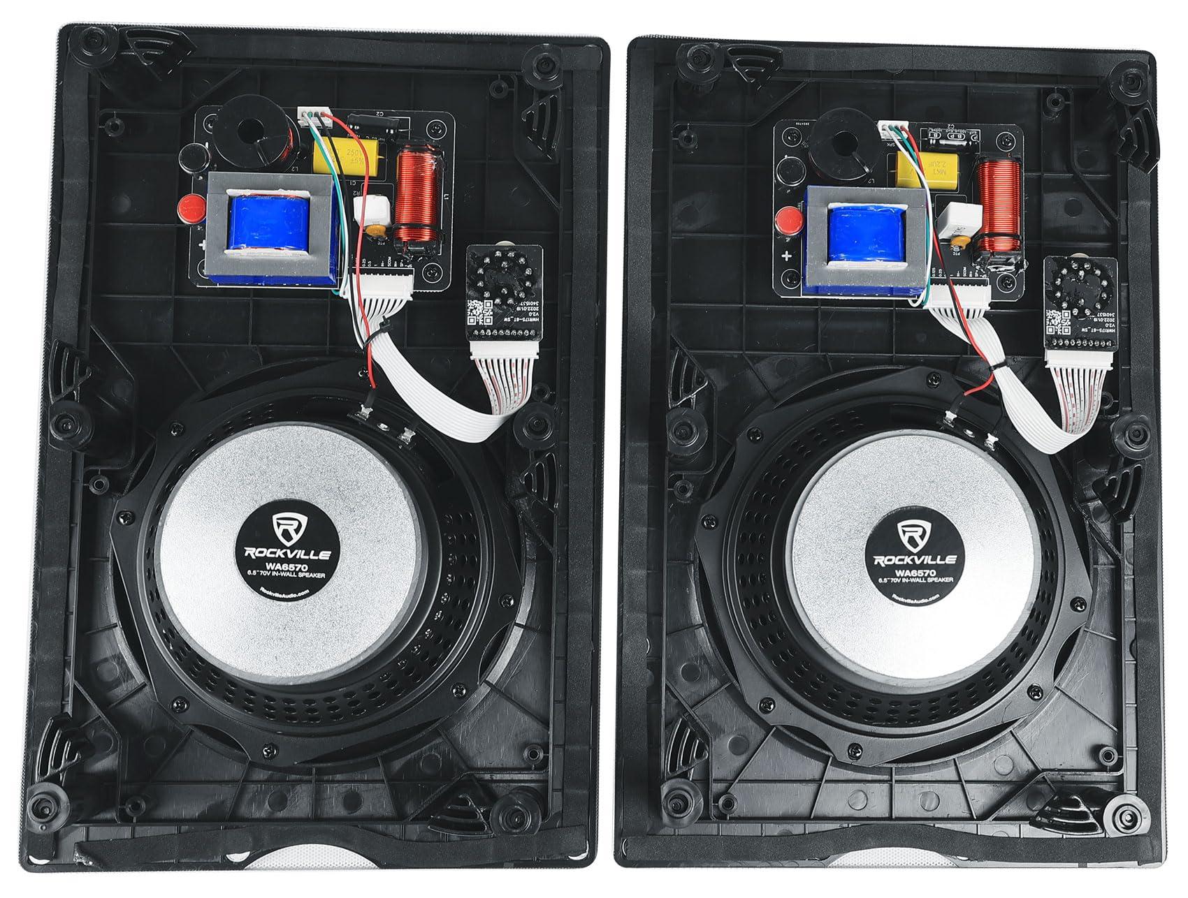 Rockville Rockville (4) WA6570 6.5" 70V Commercial/Restaurant in-Wall Speakers 40W/20W/10W/5