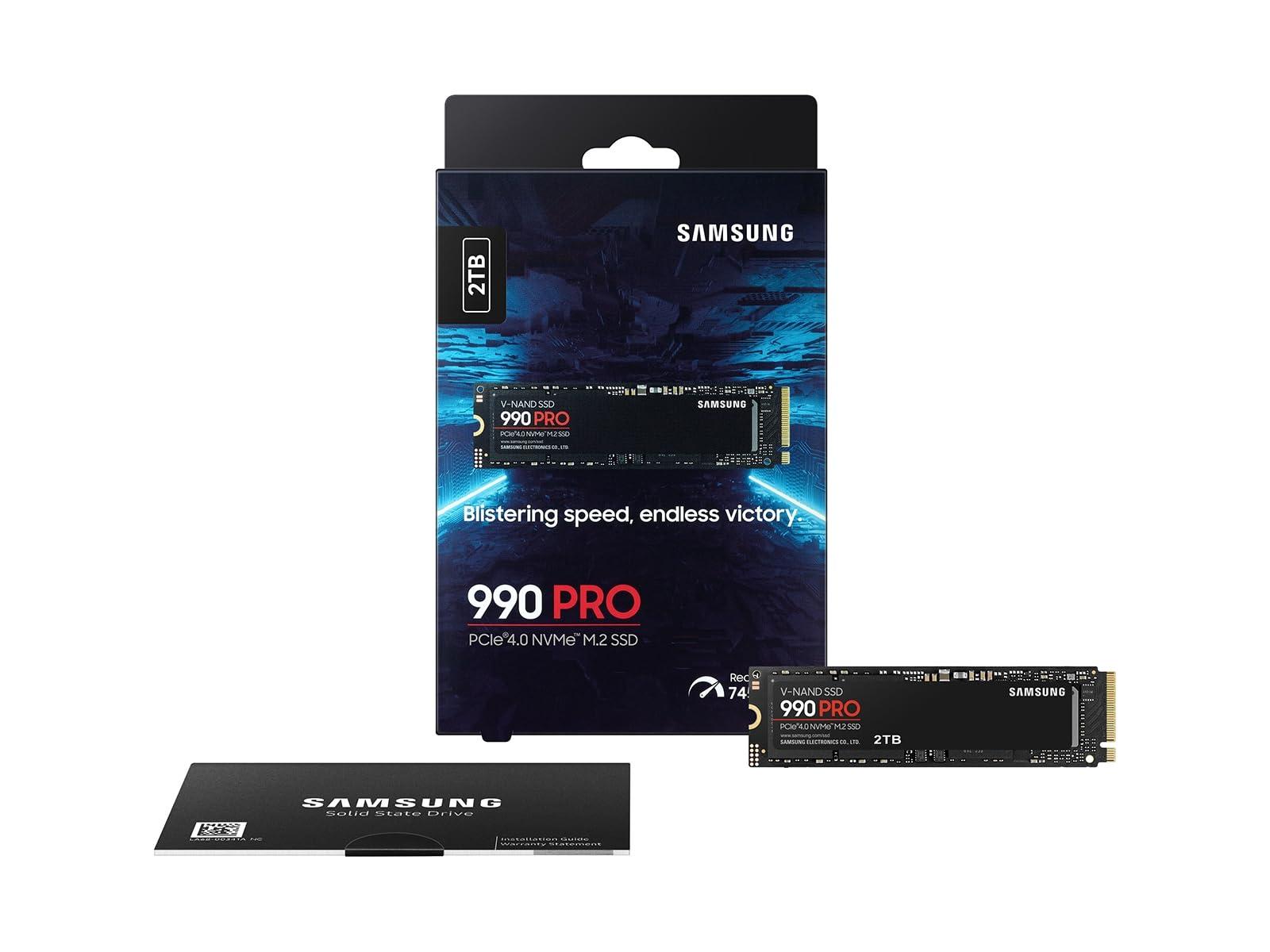SAMSUNG SAMSUNG 990 PRO SSD NVMe M.2 PCIe Gen4, M.2 2280 Internal Solid State Hard Drive, Seq. Read Speeds Up to 7,450 MB/s for High End Computing, Gaming, and Heavy Duty Workstations, MZ-V9P2T0B/AM