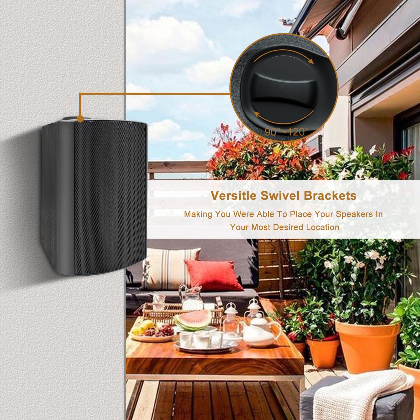 Herdio Herdio 4 Inch Outdoor Speakers with Bluetooth 4 Channel Amplifier for Indoor Outdoor Patio,Deck, Waterproof Wall Mount System (4 Speakers)