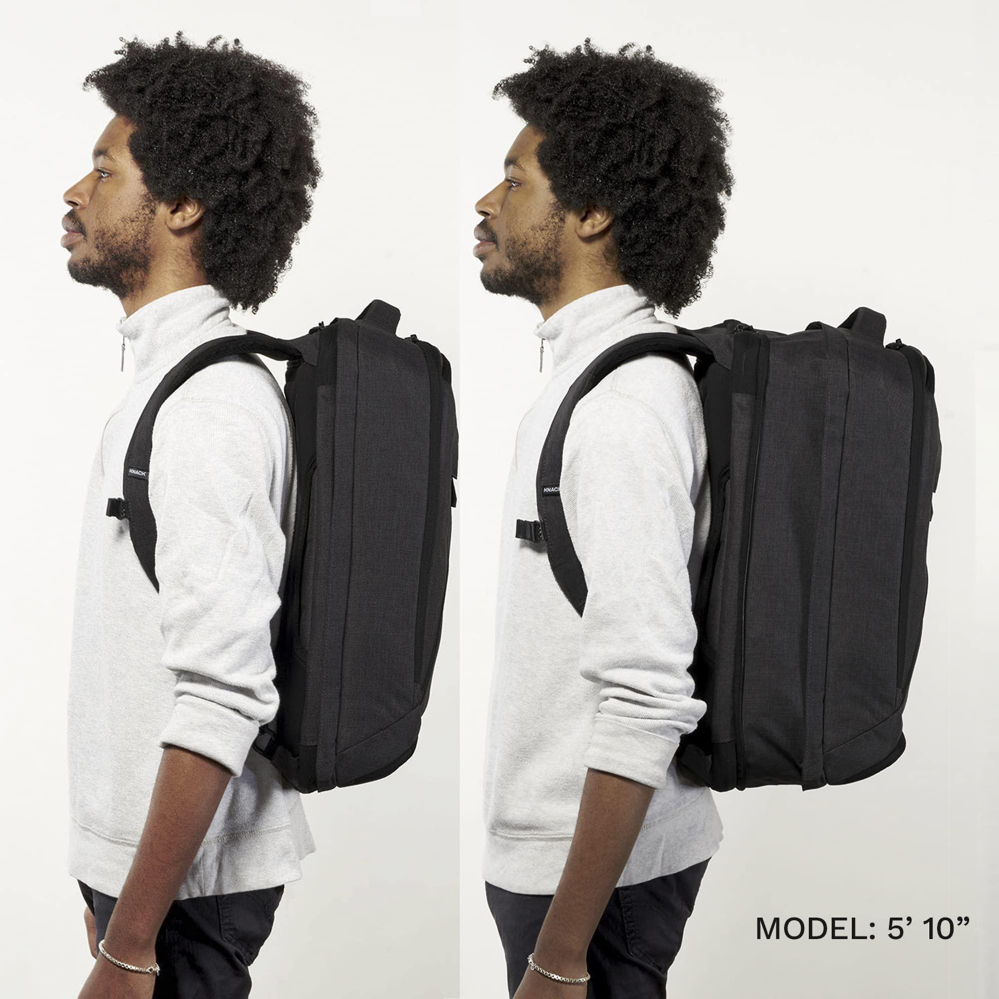 Knack Pack Knack Series 1 Laptop Backpack Fits up to 17 Inch - Knack Bags Carry-On Backpack, TSA Approved, Expandable Travel Backpacks With 4 Day Outfit Capacity (Stealth Black, Large)