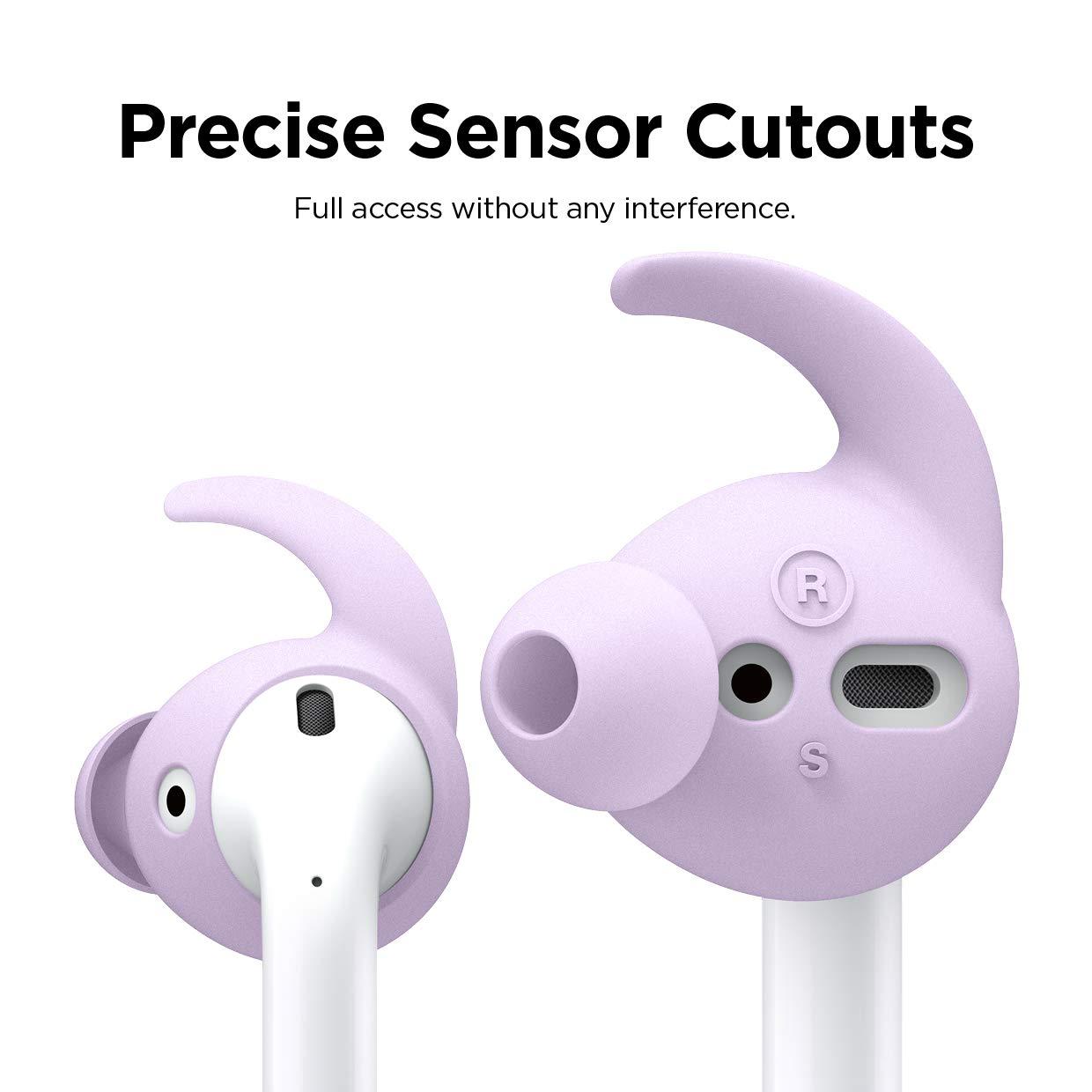 elago elago Earbuds Hook Cover Compatible with Apple AirPods 2 & 1 or EarPods Ergonomic Design, Durable Construction, Full Access [4 Pairs: 2 Large + 2 Small] (Lavender)