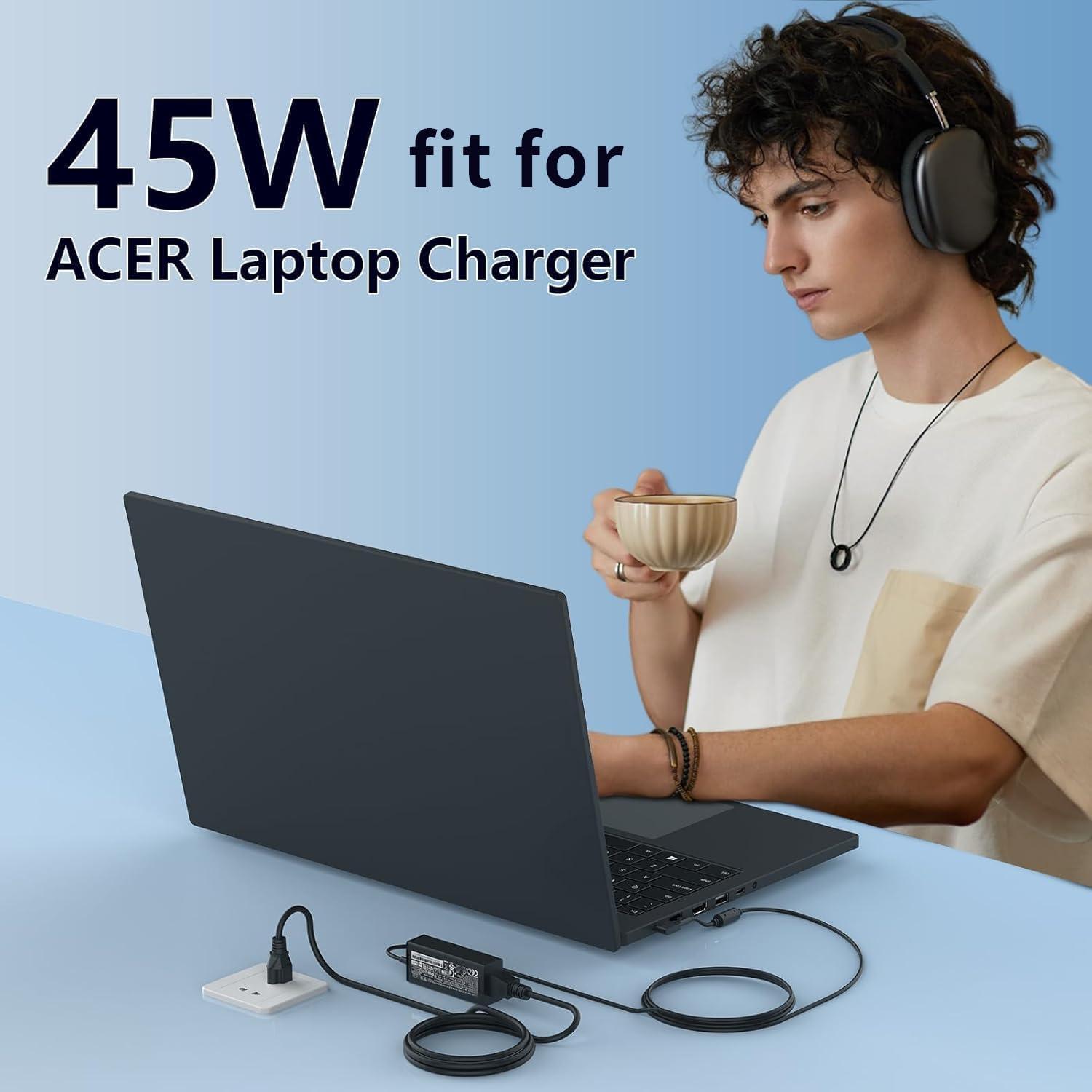 Smsutu N20C5 N23C3 N20C4 N19H2 45W 3.0*1.1mm AC Charger Fit for Acer A515-45-R74Z A515-46 A315-23 A315-24P A115-31 A515-56 A115-32 A515-58 ADP-45FE F PA-1450-26 A13-045N2A AK.045AP.075 Adapter Laptop Power