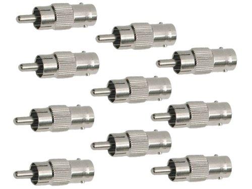 Evertech 10 PCS BNC Female to RCA Male Plug Adapter Straight Connector for CCTV Security Camera
