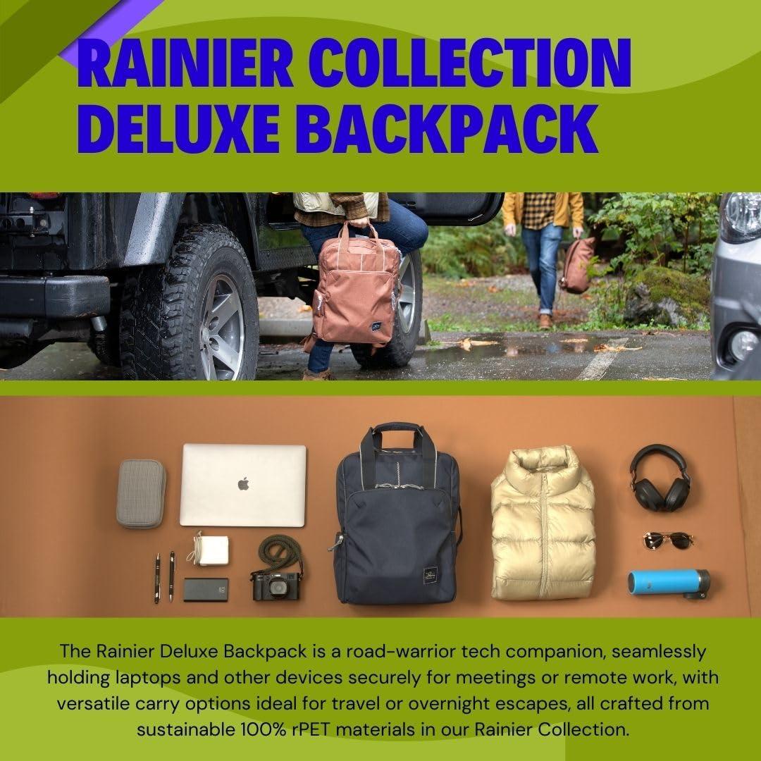 Skyway Skyway Luggage Rainier Deluxe Backpack, Eco-Friendly, Made of 100% rPET Travel Laptop Bag for Women & Men, Flight Approved Carry On Bag, 17L, Tahoe Blue