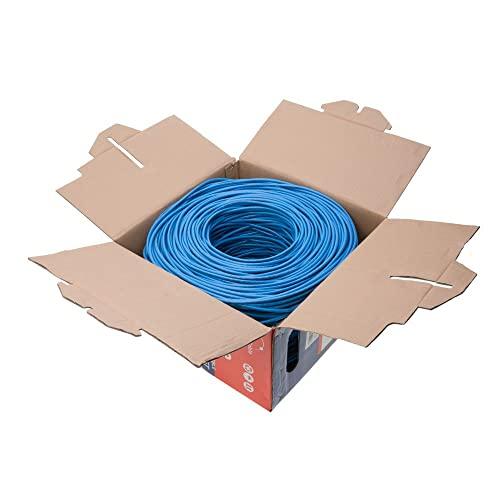 Cables Direct Online 1000ft Cat5e Solid 24AWG Cable UTP Cat5 Bulk Pull Box Network Copper Clad Aluminum Wire (Unshielded (UTP), Blue)