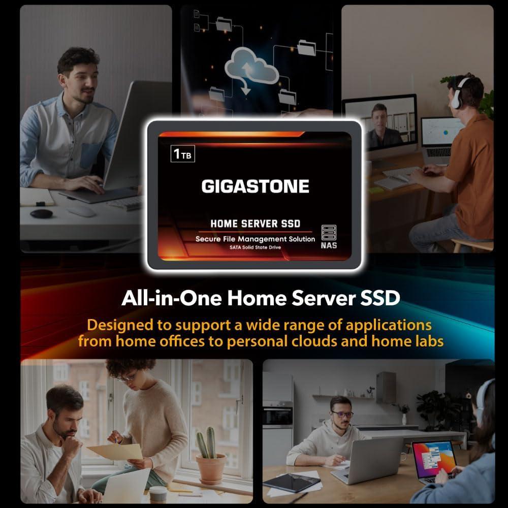 Gigastone Gigastone Home Server SSD 512GB NAS SSD Drive Cache 24/7 Durable TLC High Endurance Personal Cloud Data Sync Network Attached Storage RAID 3D NAND 2.5\" SATA Internal Solid State Hard Drives