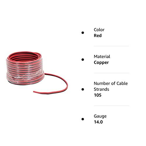 Rockville Rockville RED 14G50 OFC 14 Gauge 50 Foot 100% Copper Speaker Wire Car Audio