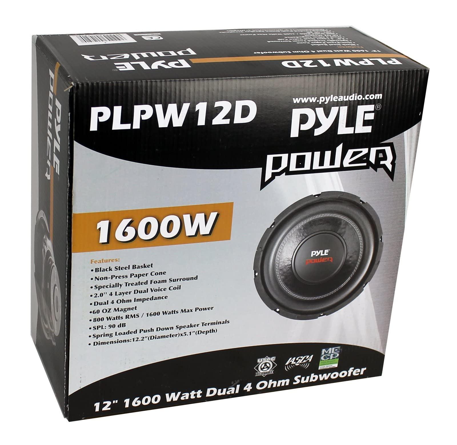 Pyle PYLE PLPW12D 12\" 1600W 4Ohm DVC Car Stereo Power Subwoofer Dual Coil (6 Pack)