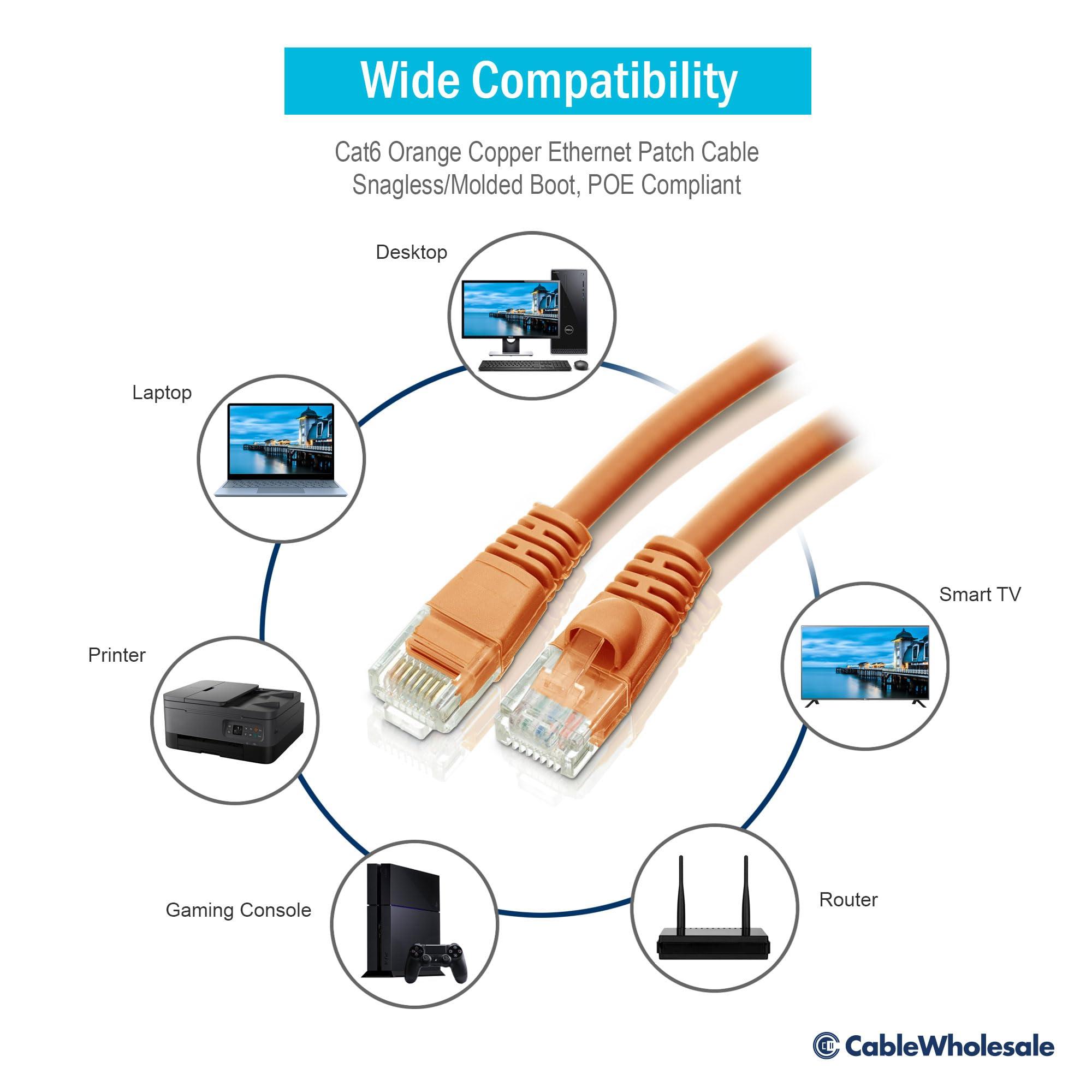 CableWholesale CableWholesale 1000 Foot Bulk Cat6 Ethernet Cable, 24 AWG, 350 Mhz, ETL Listed 4 Pair Solid Copper, Unshielded Twisted Pair(UTP) with Pull Box, Orange