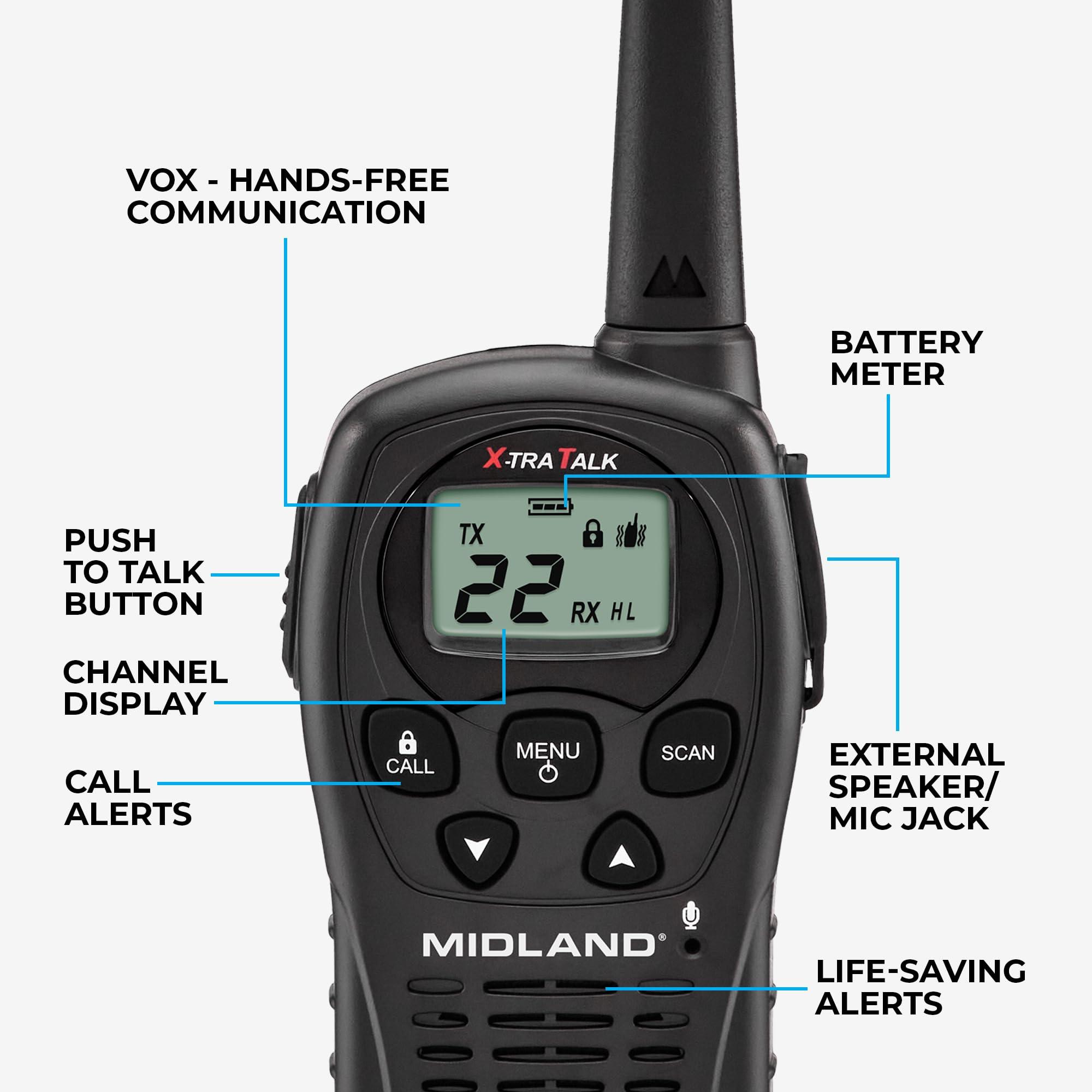 Midland Midland - LXT500VP3, 22 Channel FRS Walkie Talkies with Channel Scan - Extended Range Two Way Radios, Silent Operation, Batteries Included (Pair Pack) (Black)