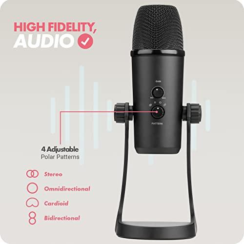 Movo Movo UM700 Computer Condenser USB Gaming Mic with Adjustable Pickup Patterns - Microphone for PC, PS5, Podcasting, Streaming, ASMR