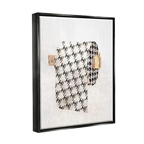 Stupell Industries Stupell Industries Fashion Glam Toilet Paper Designer Detailing Framed Floater Canvas Wall Art Design by Ziwei Li