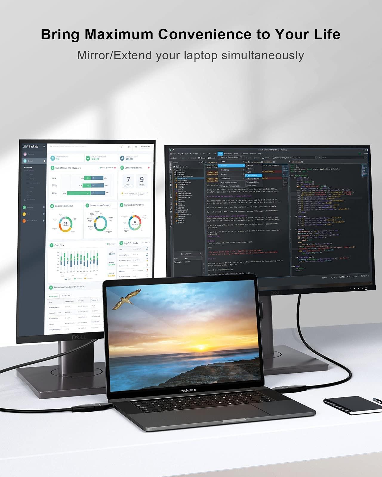 CableCreation CableCreation Mini-Size USB C to DisplayPort Adapter 4K@60Hz Bundle with USB-C to DisplayPort Converter 8K@60Hz HDR, Compatible for MacBook/Pro/Air, iPad Pro 2020, Galaxy S21/ S20, LG V30