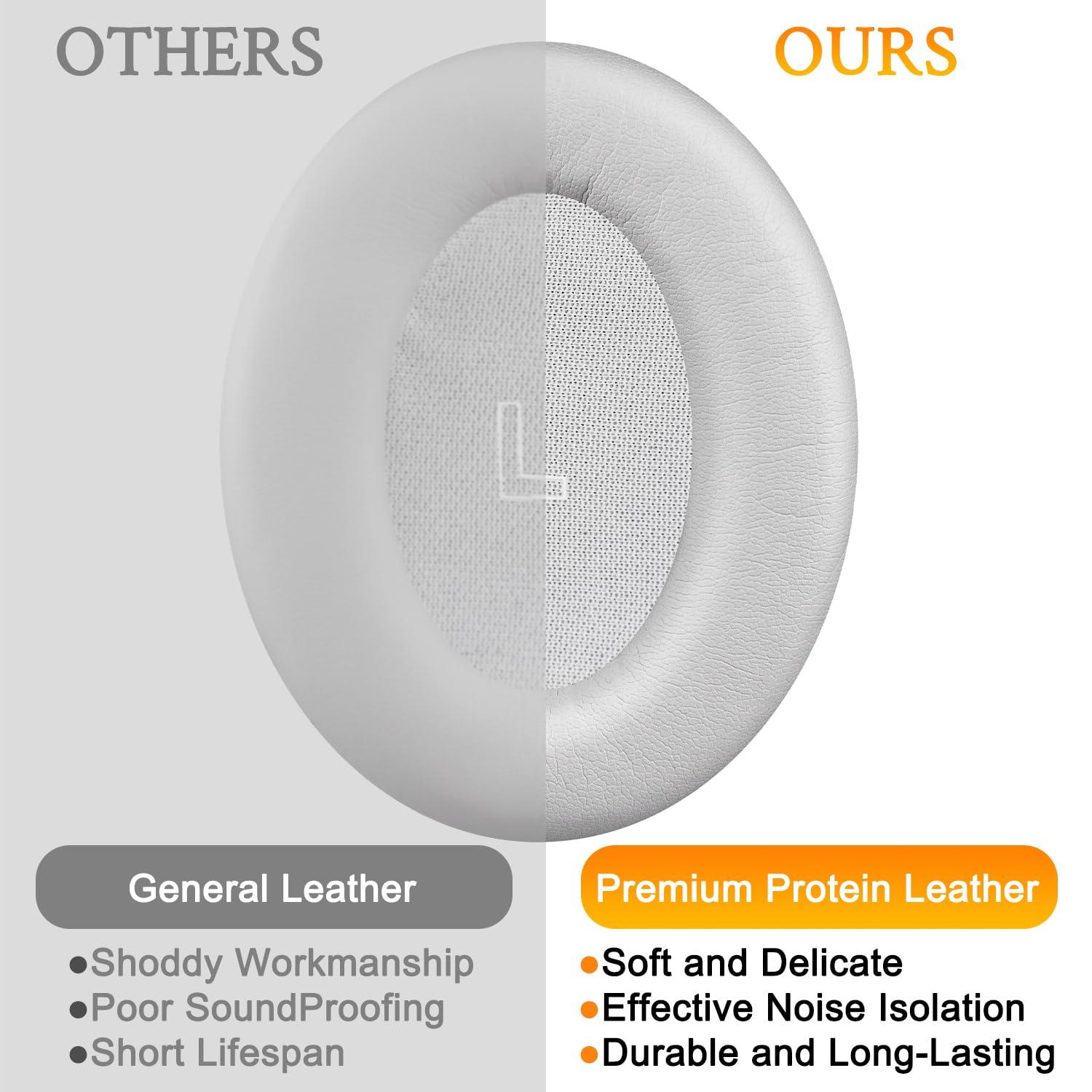 SOULWIT SOULWIT Replacement Earpads for Bose QuietComfort(QC) Ultra Wireless Headphones, Ear Pads Cushions with Softer Protein Leather, High-Density Noise Cancelling Foam - White Smoke