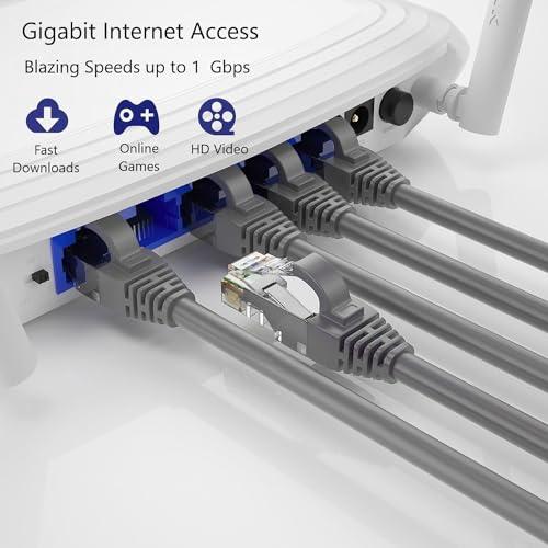 QualGear QualGear QG-CAT6R-CCA-75FT-GRY CAT 6 High Speed Internet and Ethernet Cable for Home and Office Use - 24 AWG, Up to 1 Gbps, 250MHz, Gold Plated Contacts, RJ45, CCA, Gray - 75ft