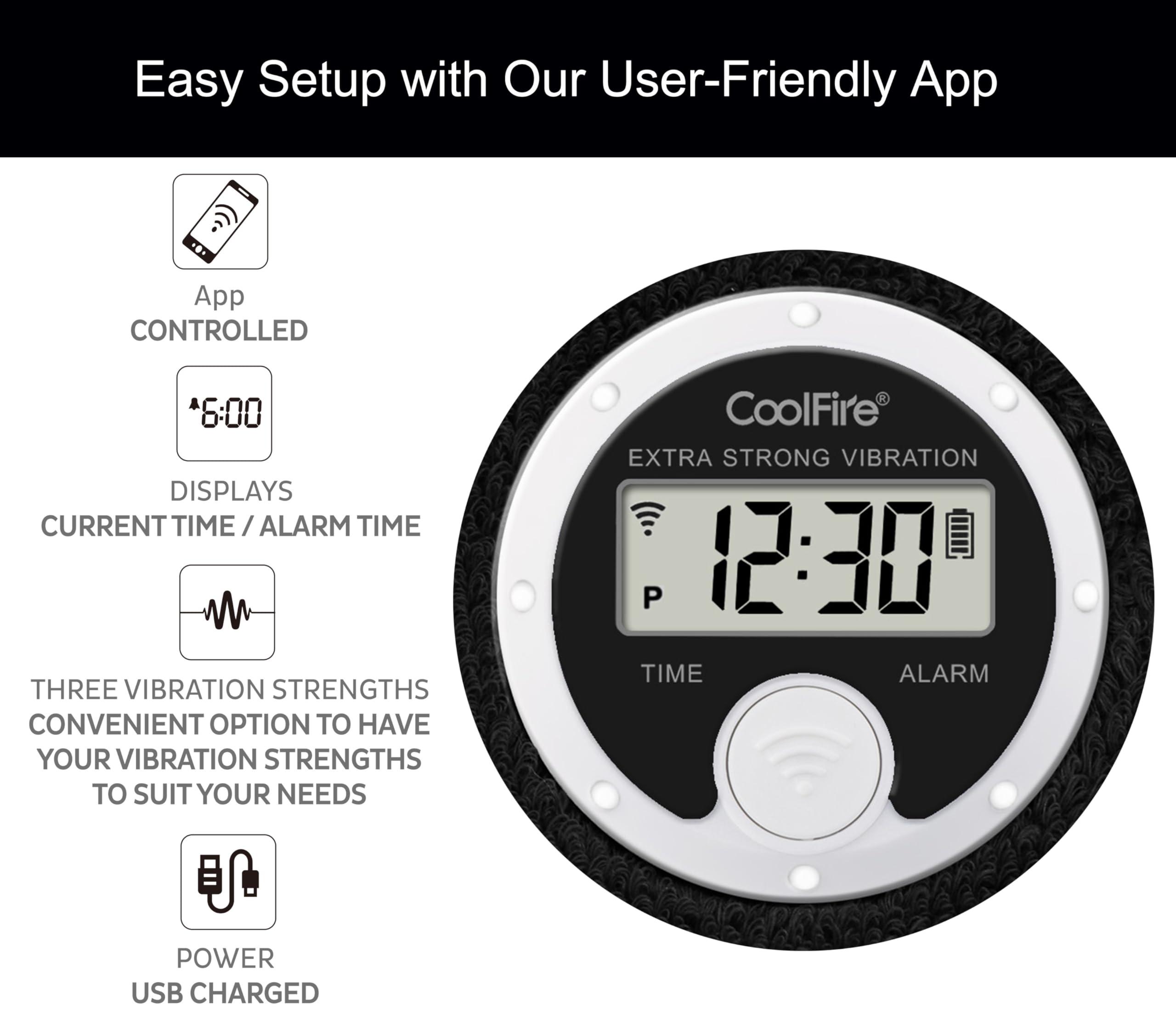 Coolfire Coolfire - Vibrating Alarm Clock Sweatband, Silent Wake Yourself Up Wristband Vibrating Alarm Watch for Couples, Students, Easy to Set on User-Friendly App, Hearing Impaired, USB Chargeable