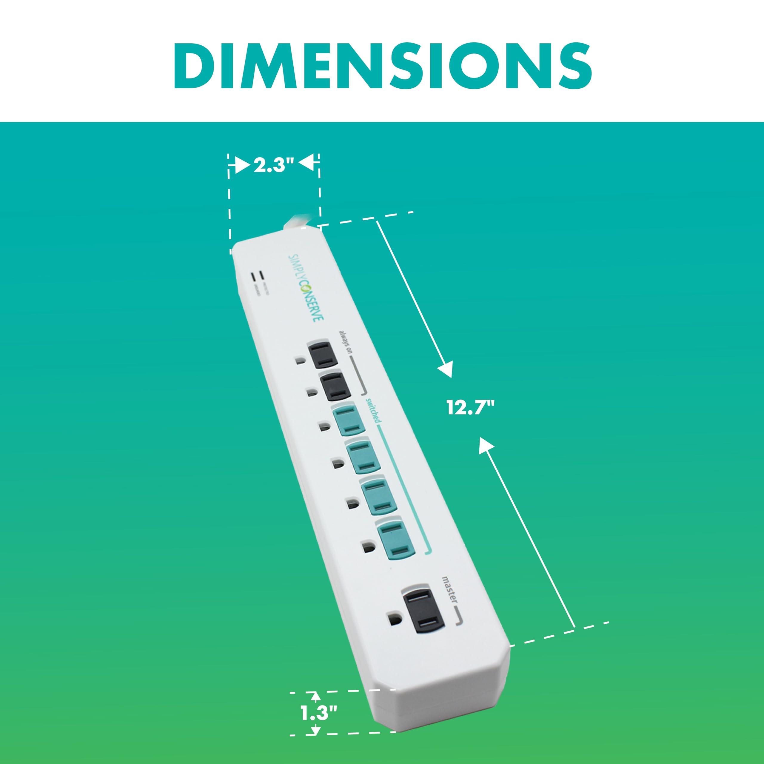 Simply Conserve Simply Conserve Advanced Power Strip SC73T1, Surge Protector Outlets, White Power Strip Extension Cord with Multiple Outlets, Power Surge Strip for Electronics, Energy Saver Device