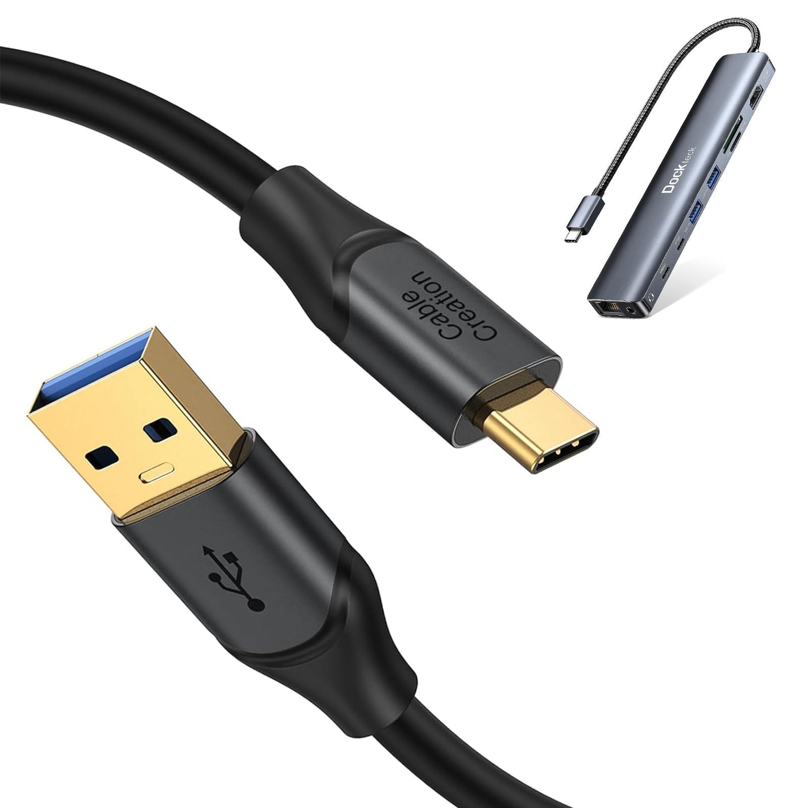 dockteck 9 in 1 USB C Hub Bundle with USB C to USB A Cable 5FT