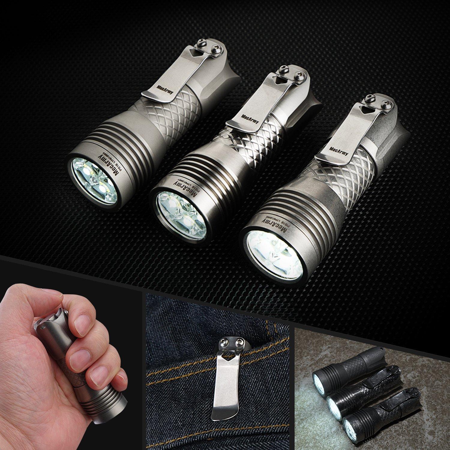 MecArmy MecArmy PS16 Stainless Steel Ultra Bright Flashlight, 2000 Lumens with 4 XP-G2 LEDs Super Long Lasting USB Rechargeable Handheld EDC Compact Flashlight for Everyday Carry (Stonewashed)