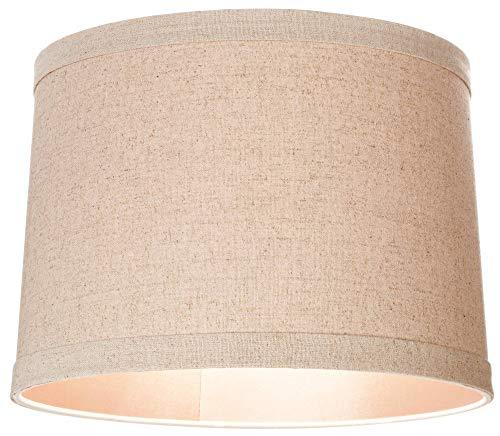 Springcrest Natural Linen Medium Drum Lamp Shade 13" Top x 14" Bottom x 10" High (Spider) Replacement with Harp and Finial - Springcrest