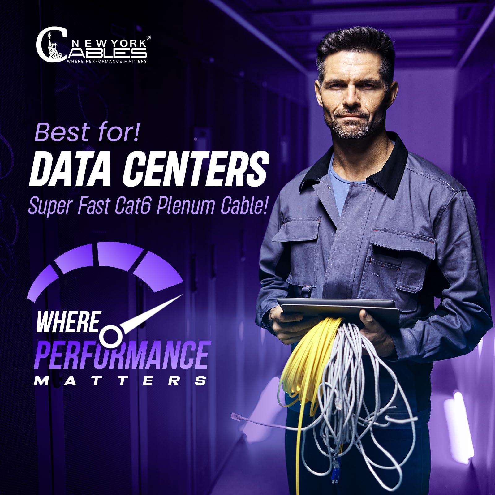 NewYork Cables NewYork Cables | CAT6 Plenum Cable 1000ft (CMP) | UTP, 550MHz, 23AWG, 4Pair UTP 10GB Internet Cable | Quality Tested Bulk Ethernet Cable, for Networking & Gaming (Black)