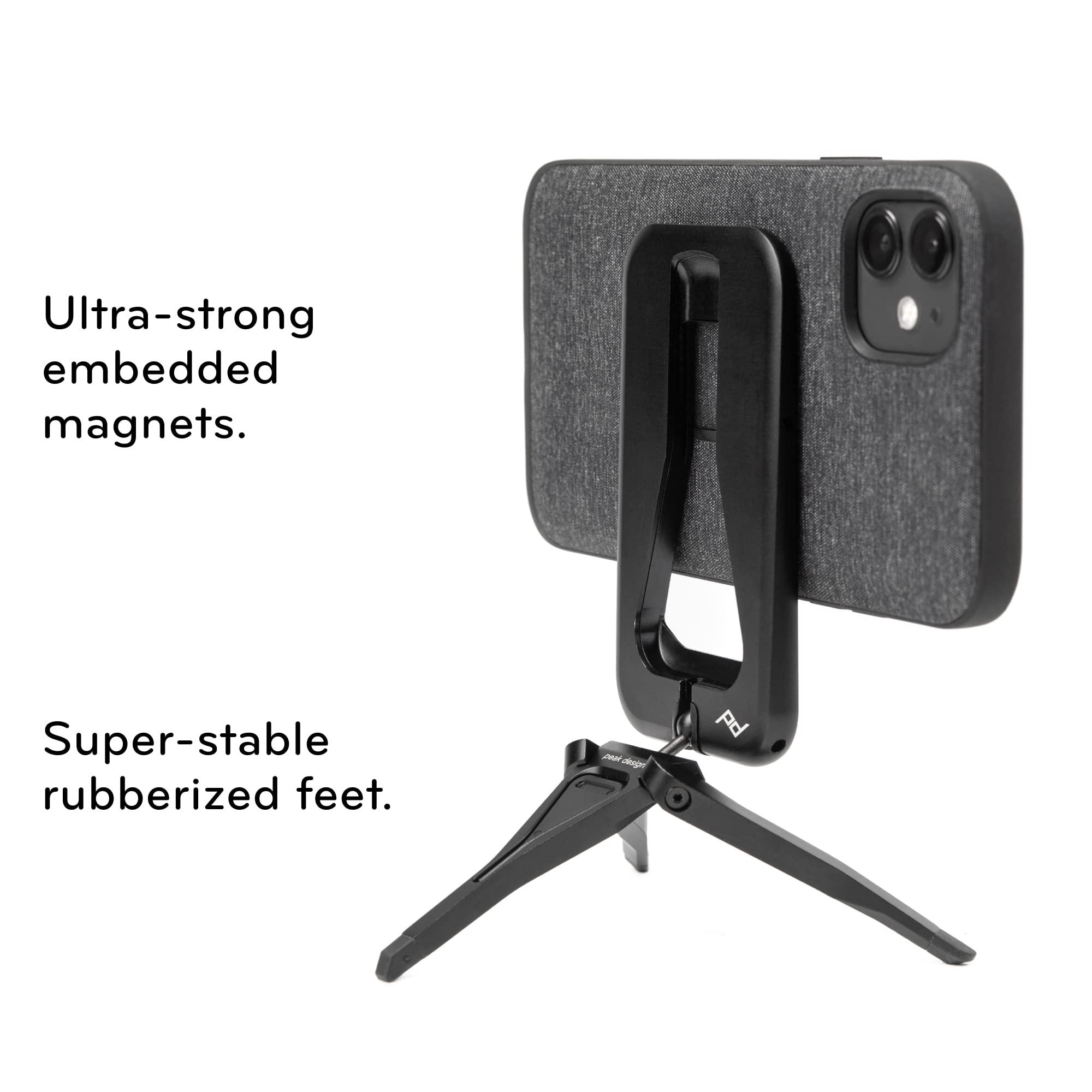 Peak Design Peak Design Mobile Tripod, Black, Compact Design, Portable and Pocket Friendly, MagSafe Compatible, SlimLink Mounting, Use It as a 3-Legged Stand, Kickstand or Grip, Phone Tripod Stand