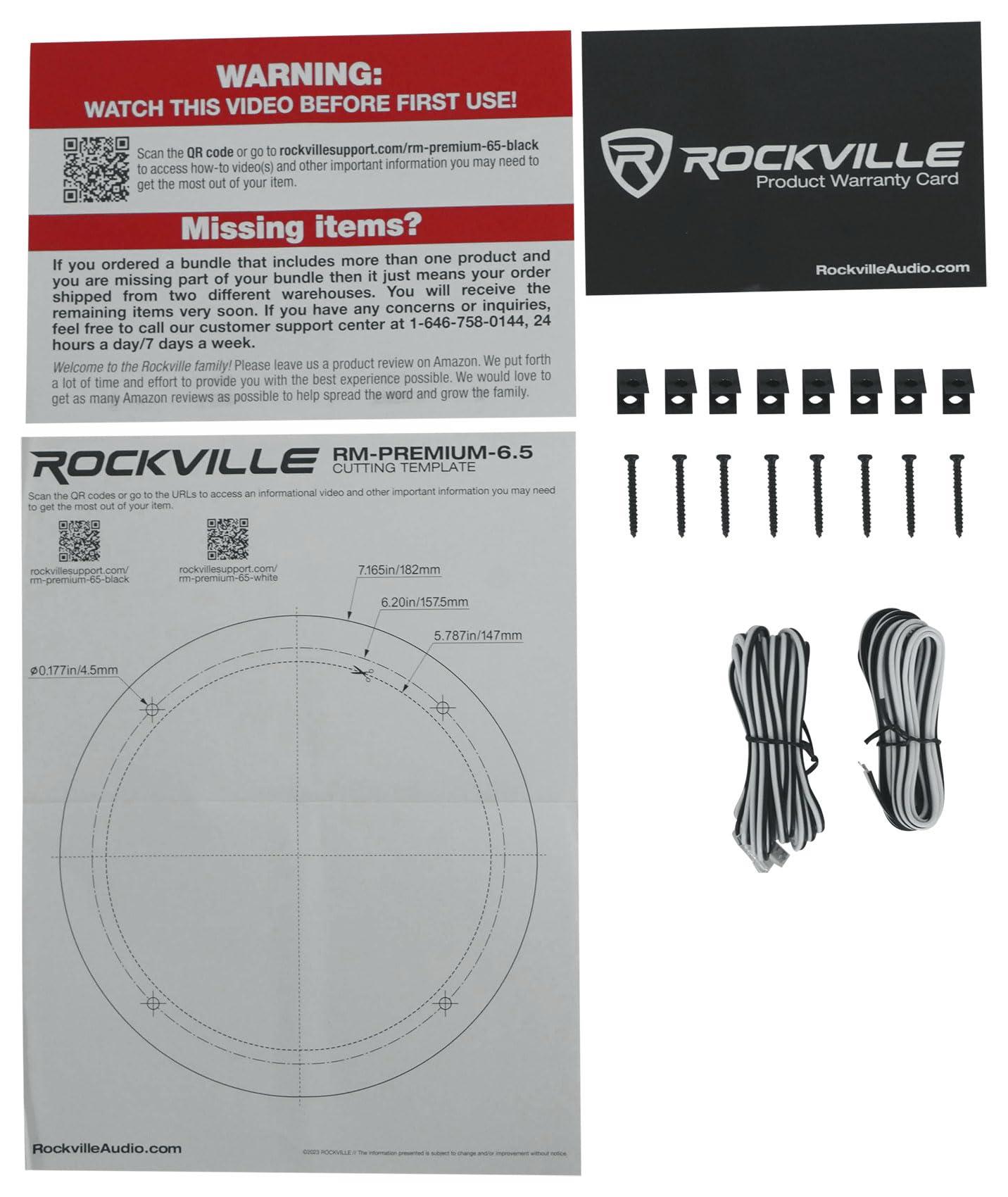 Rockville Rockville Pair RM-PREMIUM-65 Black 6.5" Marine Boat Speakers, 600W Peak/150W RMS, 4-Ohm, Crisp Audio, Waterproof Design, High-Power Handling for Boats and Outdoor Vehicles