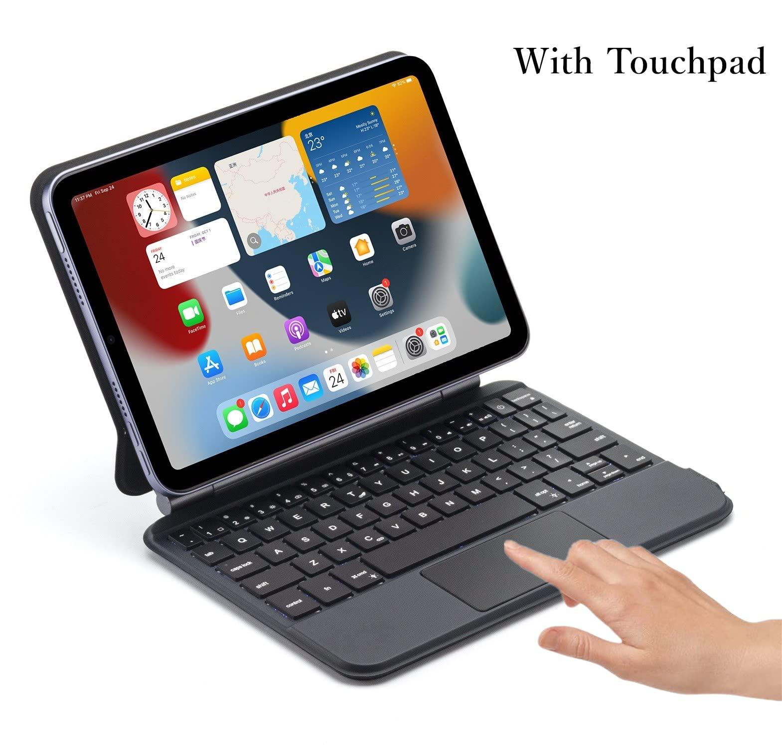 HENGHUI HENGHUI Keyboard for iPad Mini 7 A17 Pro/iPad Mini 6th Generation Magnetic Keyboard Case Floating Cantilever Stand Multi-Touch Trackpad Backlit Keys for iPad Mini 6 (Black)