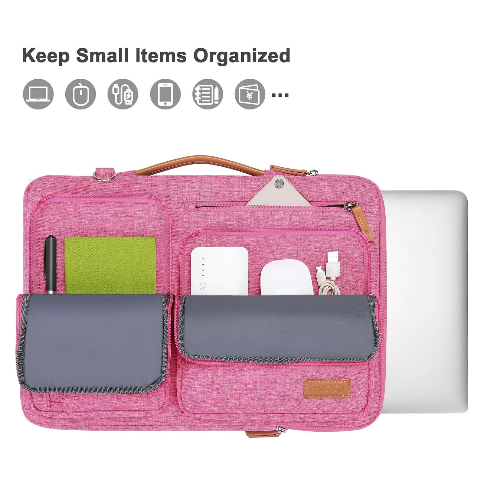 MOSISO MOSISO 360 Protective Laptop Shoulder Bag,13-13.3 inch Computer Bag Compatible with MacBook, HP, Dell, Lenovo, Asus Notebook,Side Open Messenger Bag with 4 Zipper Pockets&Handle, Rose Red