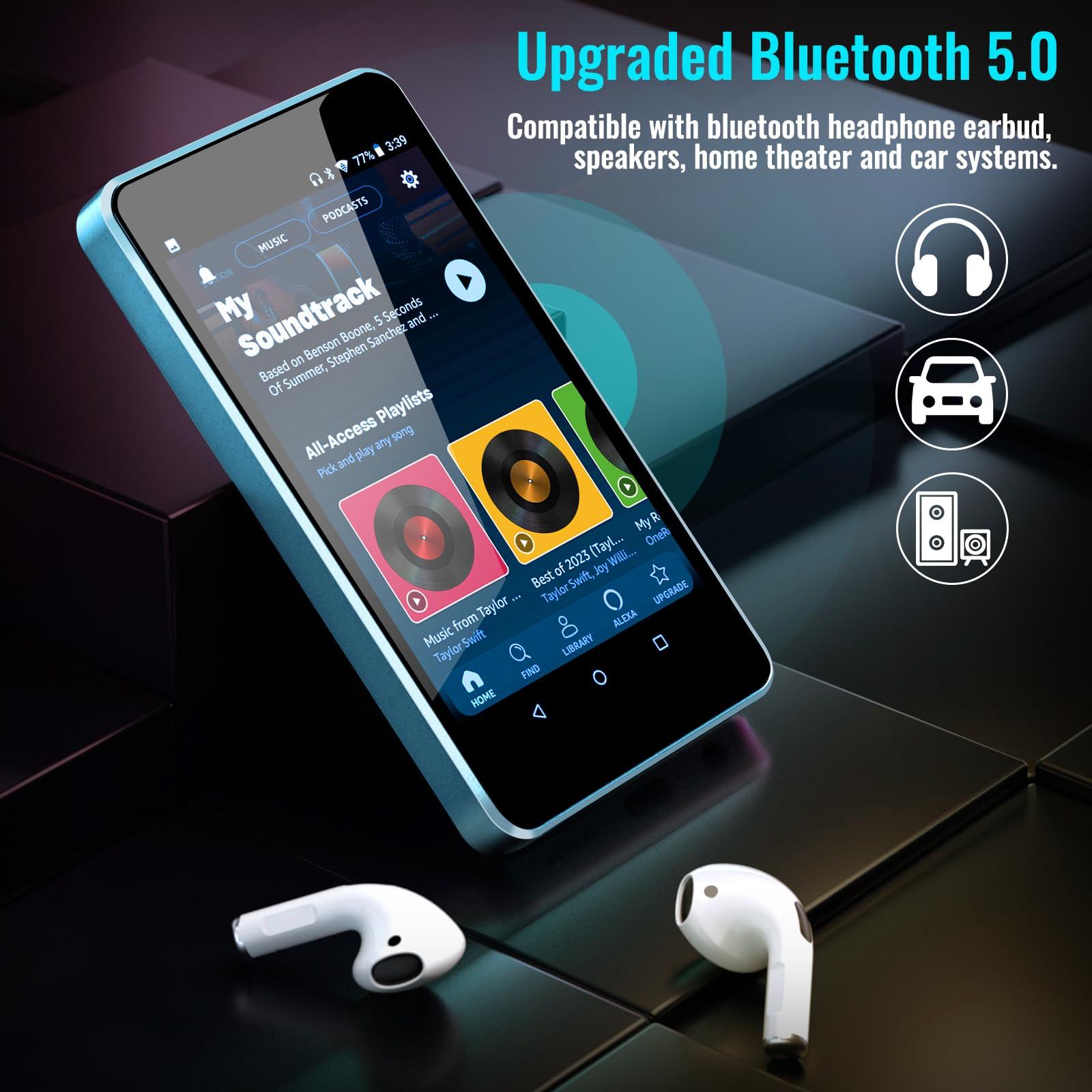 Luoran Kids MP3 Player with Parental Controls, Spotify Kids, Spotify, Audible, Amazon Music, 4.0\" IPS MP4 Music Player Up to 256GB (Blue)