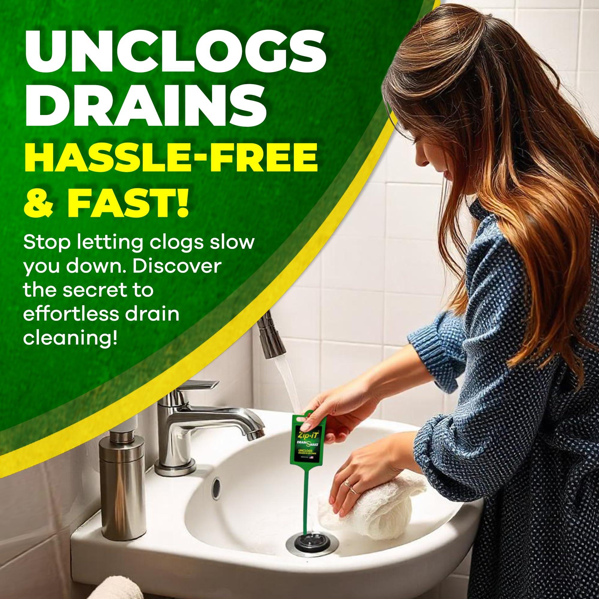 Zip-It The original Zip-It Hair Clog Remover 25-inch Overall Length Drain Snake Cleaner (3-Pack), Unclog Your Sink, Shower, & Tub Drain In Seconds Non-toxic, Made in the USA