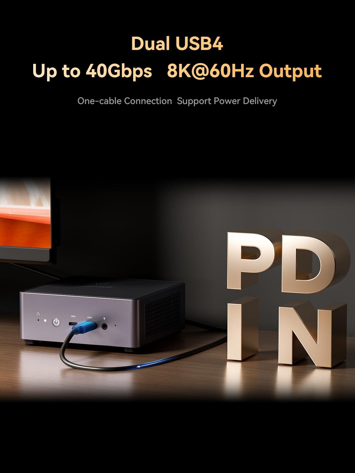 MINISFORUM MINISFORUM Venus Series UM790 Pro Mini PC AMD Ryzen 9 7940HS(8C/16T, up to 5.2GHz) 64GB DDR5 1TB PCIe4.0 SSD Micro PC, 2xUSB4(DP|8K)/ 2xHDMI(4K)/ BT5.2/ 4xUSB3.2 Mini Tower PC