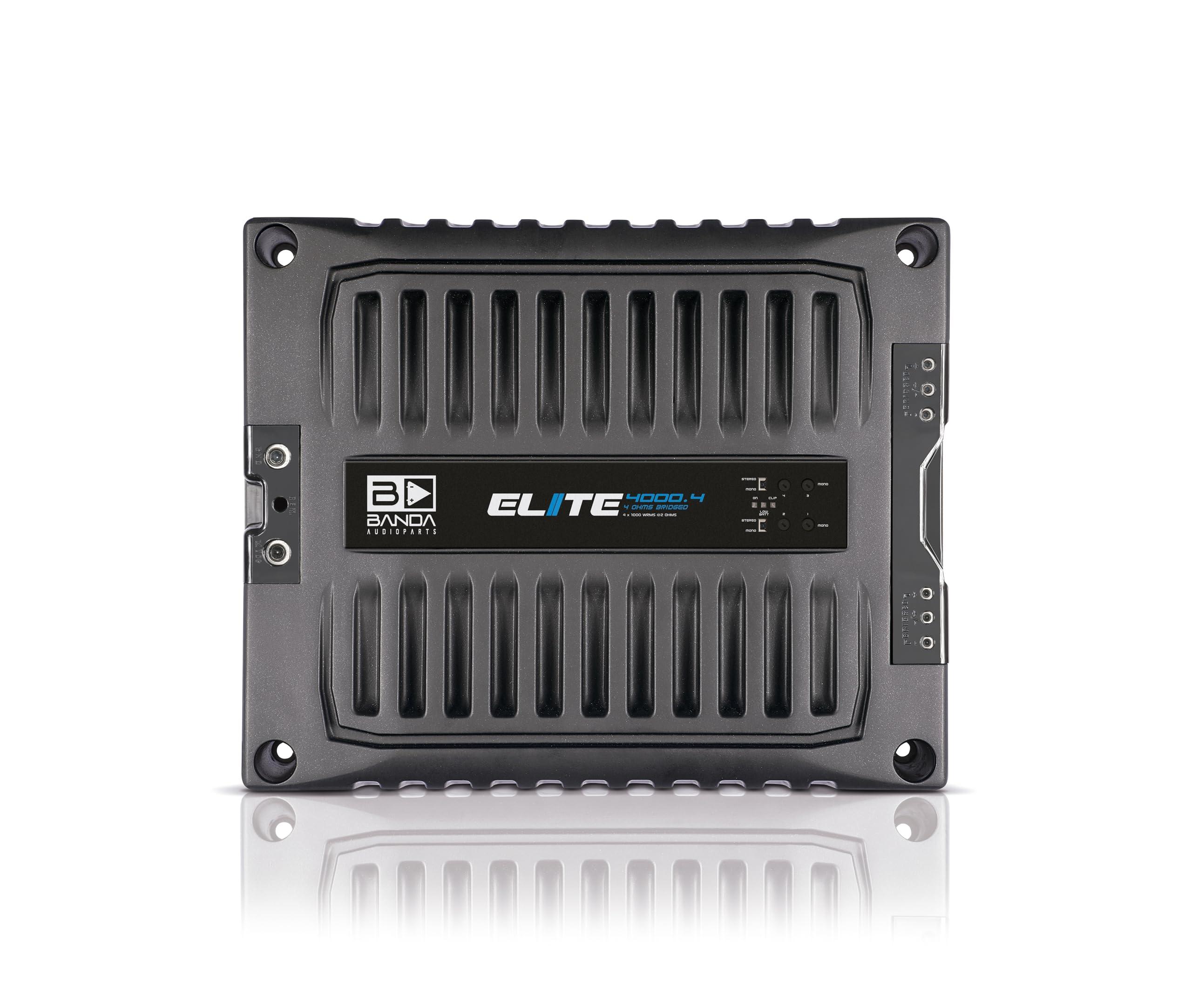 Banda Audioparts BANDA Audioparts ELITE4000.42OHMS 4-Channel 1000 Watts Max @ 2 Ohm Car Audio Amplifier with Highpass Filter and Low Pass Filter, Black - 4000.42OHM