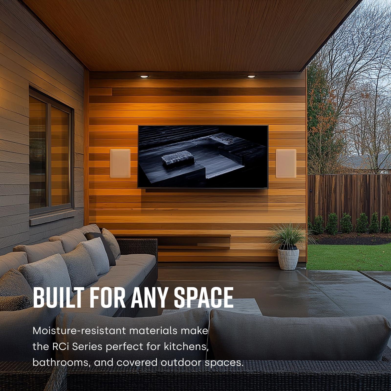 Polk Audio Polk Audio RC85i 2-Way Premium in-Wall 8\" Speakers (Pair) | Perfect for Damp and Humid Indoor/Outdoor Placement (White, Paintable Grille)(Pack of 2)