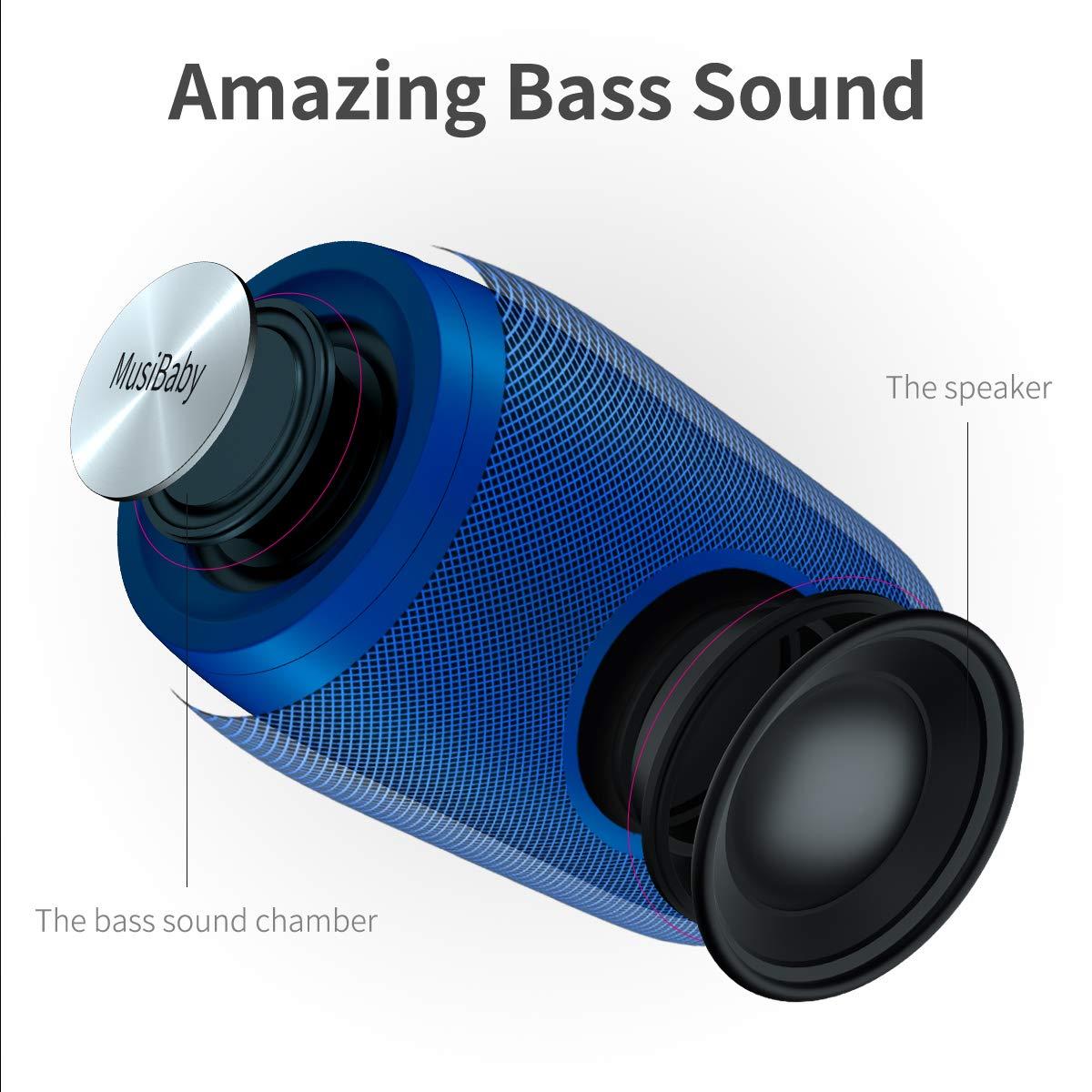MusiBady Bluetooth Speaker,MusiBaby Wireless,Waterproof,Outdoor,Portable Speaker,Dual Pairing,Loud Stereo,Booming Bass,24H Playtime Wireless Speaker for Home,iPhone,Party,Gifts(Blue)