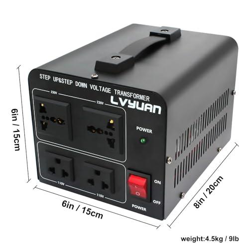 Yinleader Yinleader 2000W Voltage Converter Transformer(110V to 220V OR 220V to 110V) 2000 Watt Step Up/Down Converter 110/120 Volt - 220/240 Volt w/US Power Cord,Circuit Breaker Protection (VTUS-2000)