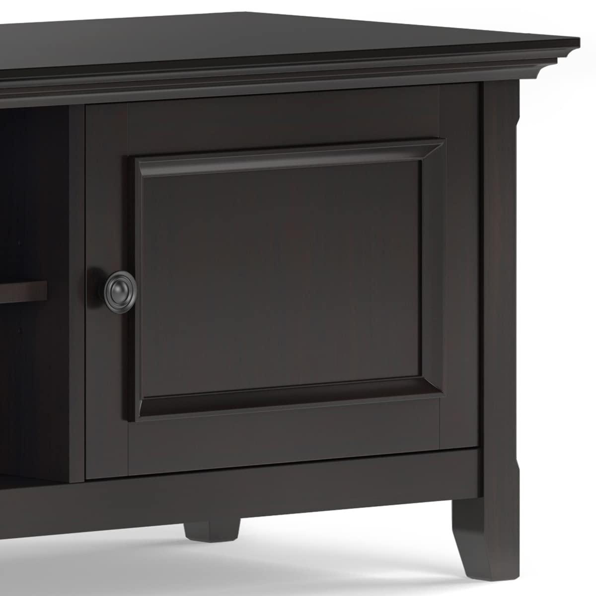 SIMPLIHOME SIMPLIHOME Amherst Solid Wood 72 inch Wide Transitional TV Media Stand in Hickory Brown for TVs up to 80 inches for The Living Room and Entertainment Center