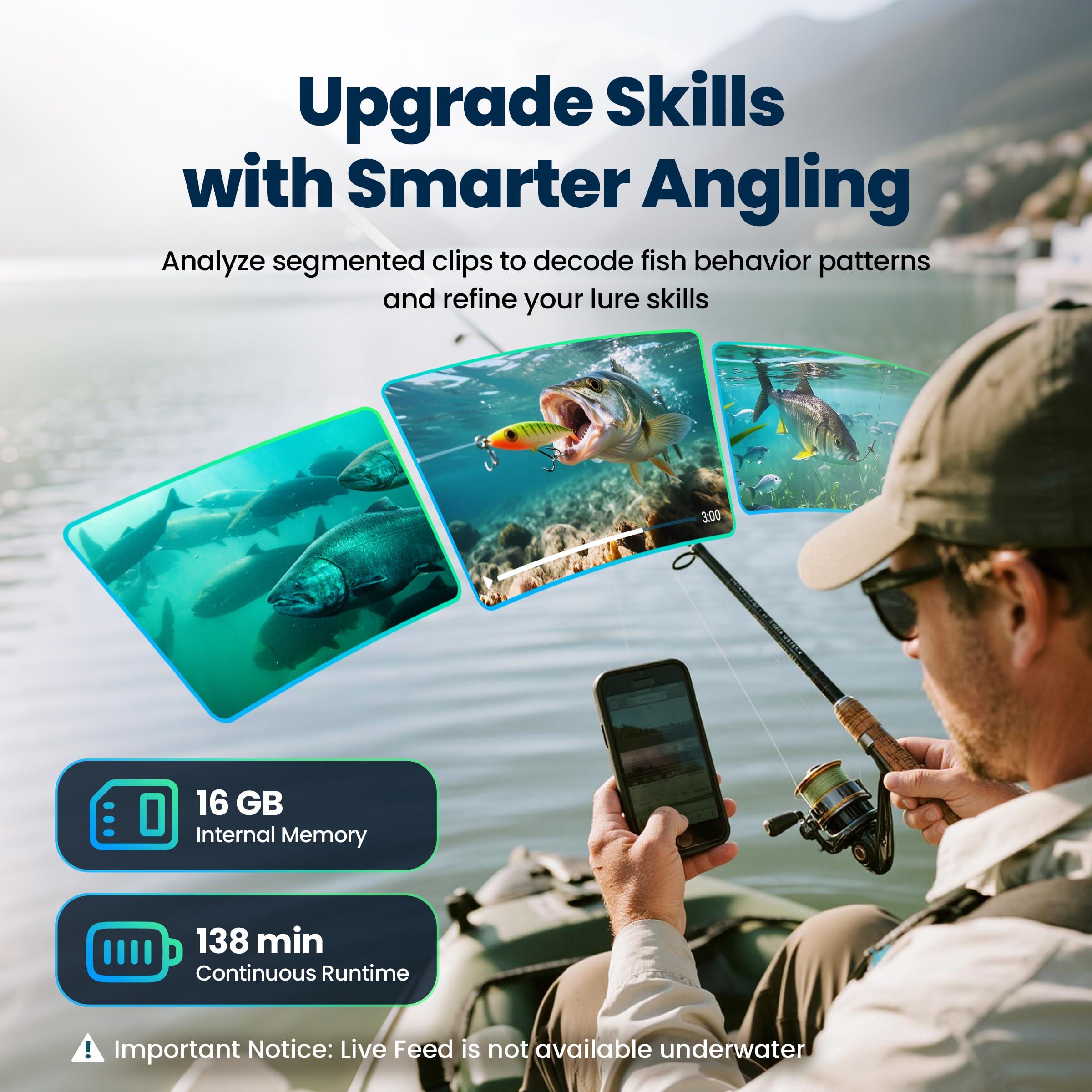 Chasing CanFish Fishing CamX Underwater Fishing Camera, HD 1080P &136Ultra-Wide-Angle,656FT ROV Waterproof/Motion Sensing/Segmented Intelligent Recording/Wireless Charge/App Compatible with iOS and Android