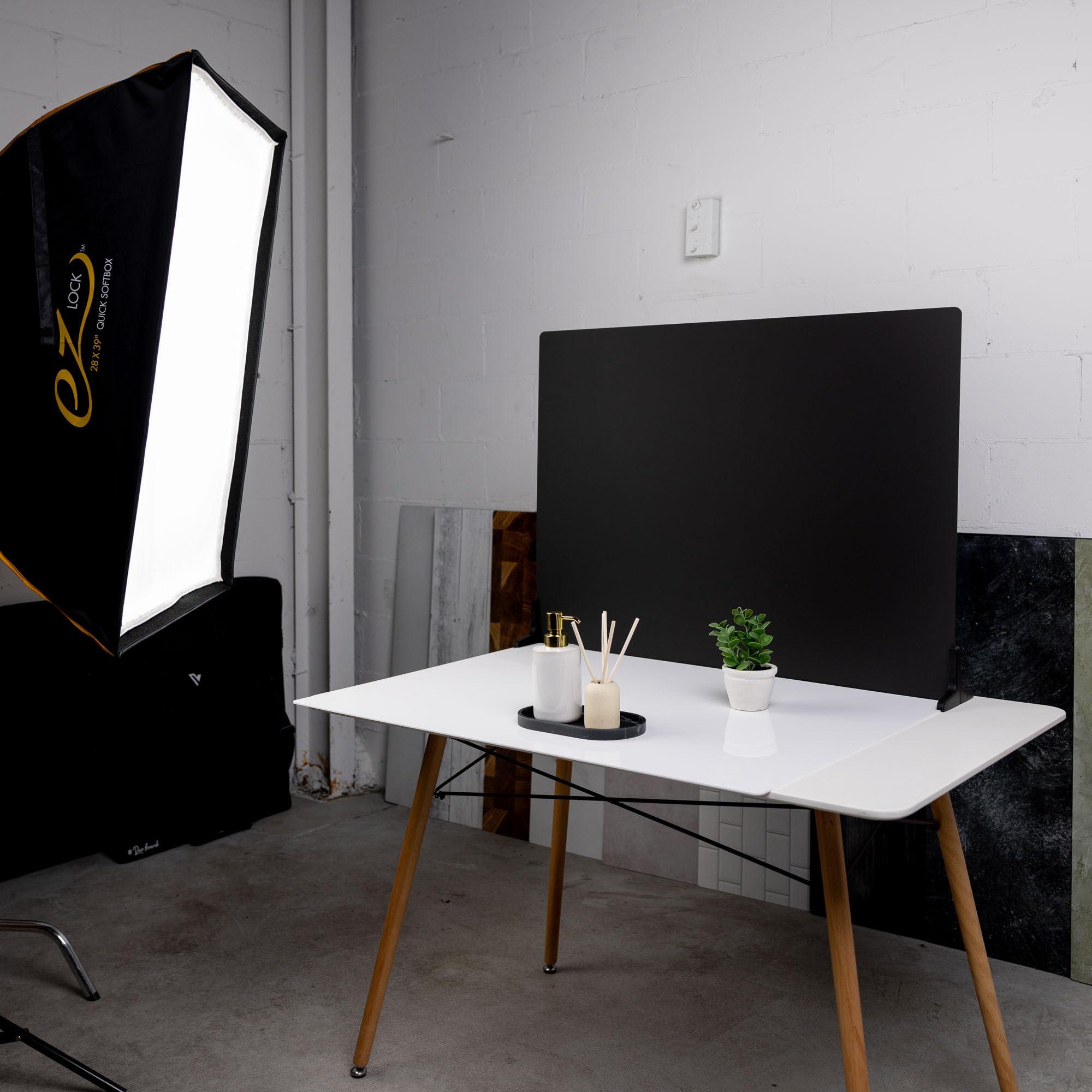 V-FLAT WORLD V-FLAT WORLD Duo Board Product Photography Backdrops - 2-Sided Background for Photography, Realistic Item & Food Photography Background - Includes 2 Legs & Mat - 30" x 40", White Gloss/White Matte