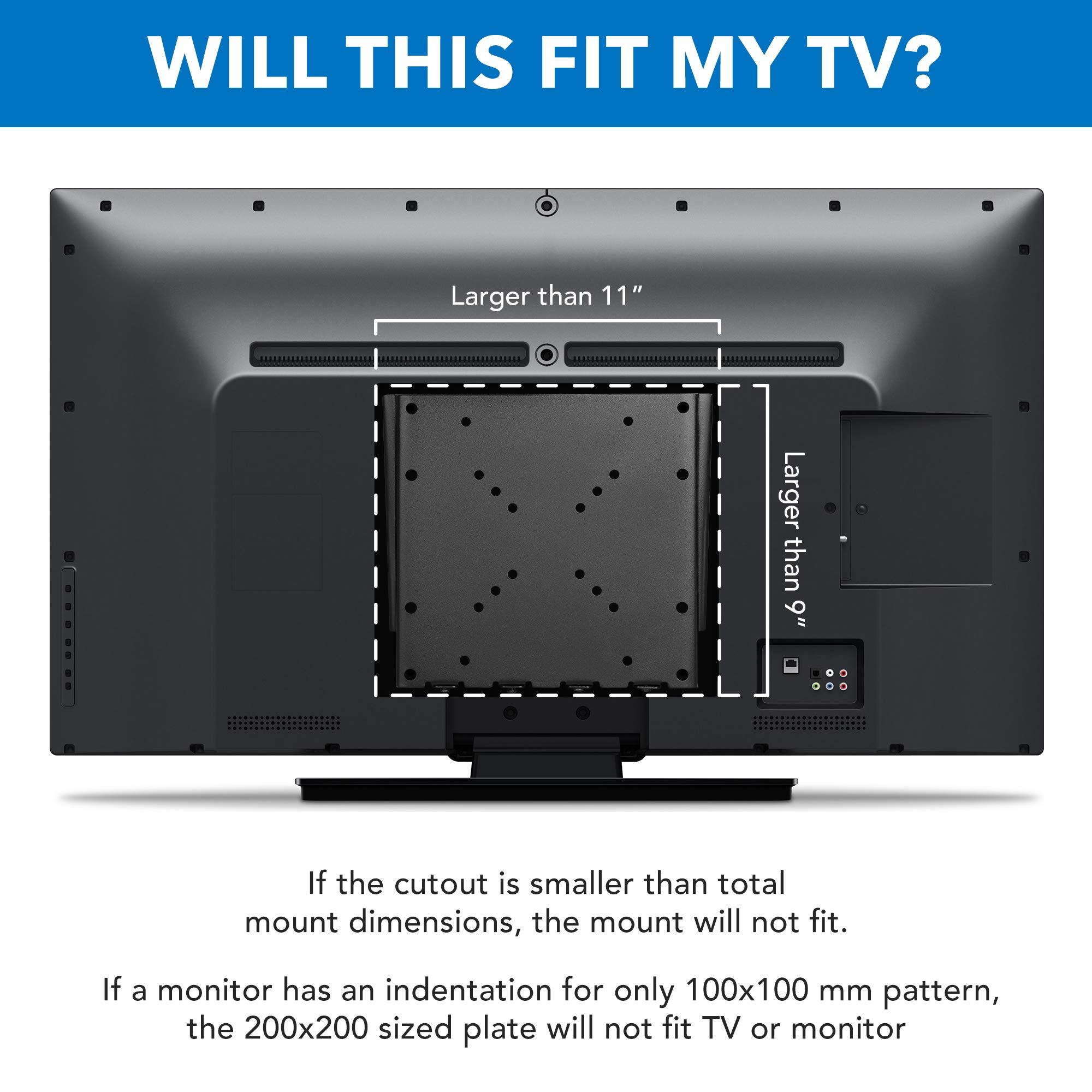 Mount-It! MOUNT-IT! Low-Profile Fixed TV Wall Mount With Removable Plate | Flush Wall Mounting Bracket Fits 23\" - 42\" Screens Up To VESA 200x200 mm, 66lbs Capacity, Black