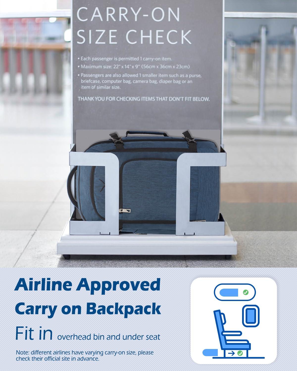 Hynes Eagle Hynes Eagle Travel Backpack 40L Flight Approved Carry on Backpack Men Large Cabin Weekender Laptop Backpack Women 15.6 inches Blue with Waist Pack Green