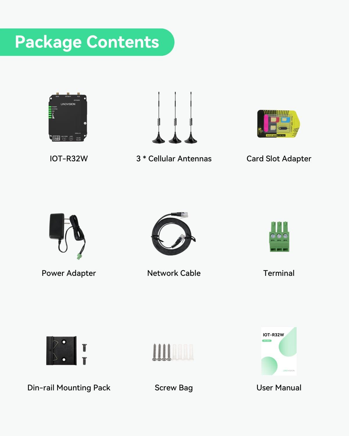 LINOVISION LINOVISION Industrial 4G LTE Cat4 Cellular Router with Wi-Fi, Enhanced Signal for Remote Sites, Dual SIM Slots, DTU Gateway for RS485 devcie, IoT Sensors, Solar Power Cameras, M2M, Vehicles