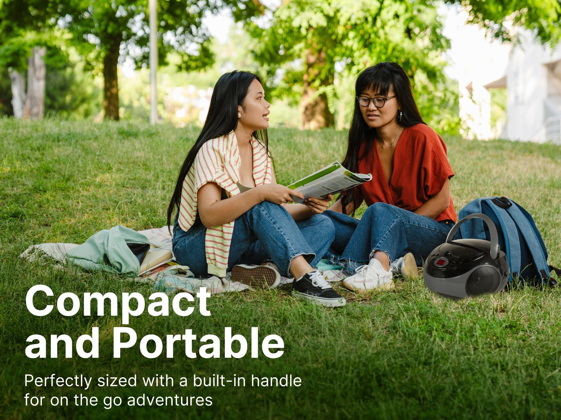 Emerson Emerson EPB-3000 Portable CD Player with AM/FM Radio, Programmable Memory, Dual Stereo Speakers, 3.5mm AUX Input, and Two-Way Power for Home or On-The-Go Entertainment Ideal for Music Lovers