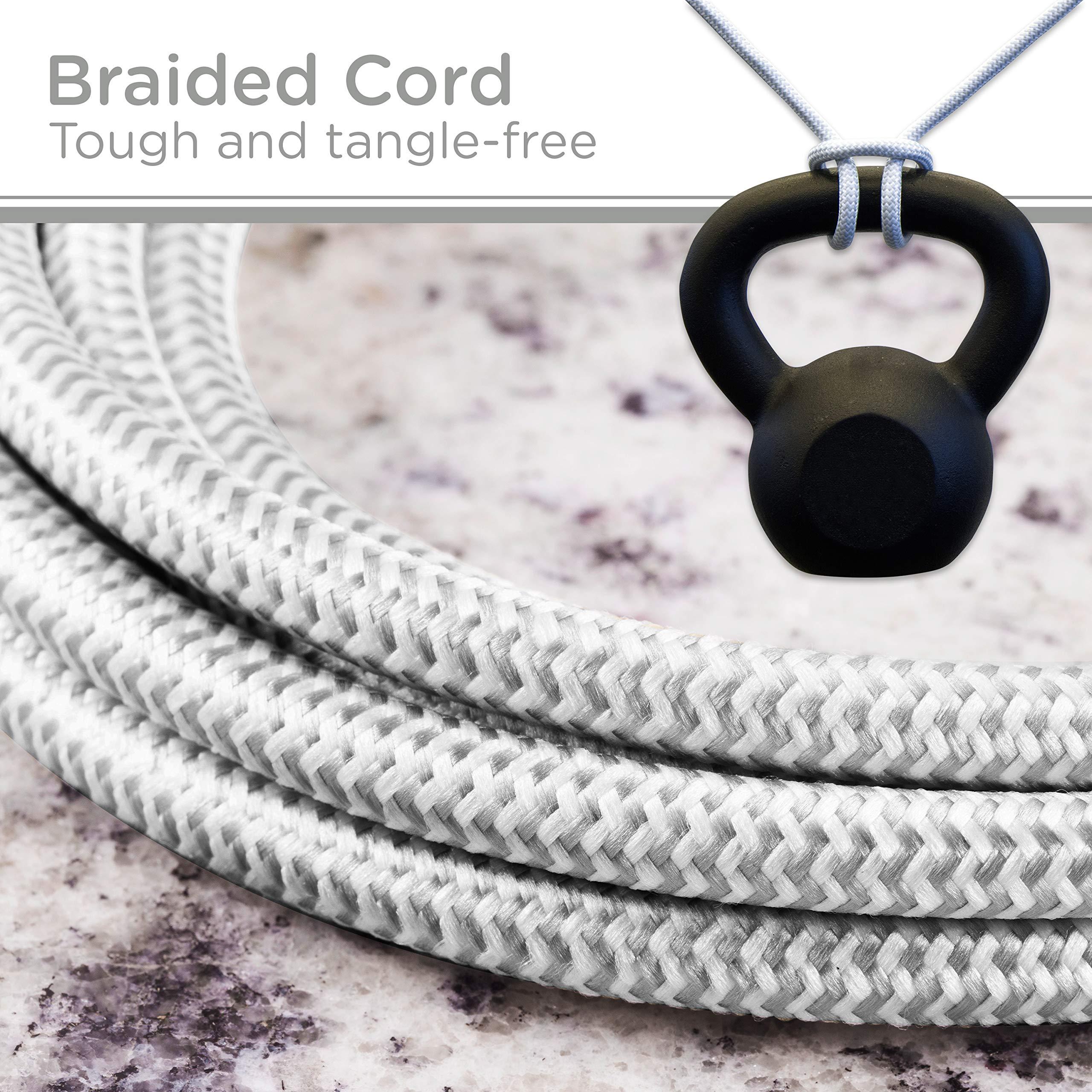 Cordinate Cordinate Surge Protector Power Strip, 2 Outlet Surge Protector, 10 Ft Braided Cord Power Strip, Surge Protector with USB Ports, 3-Prong Flat Plug Power Strip, Surge Protector Outlet, White, 41691