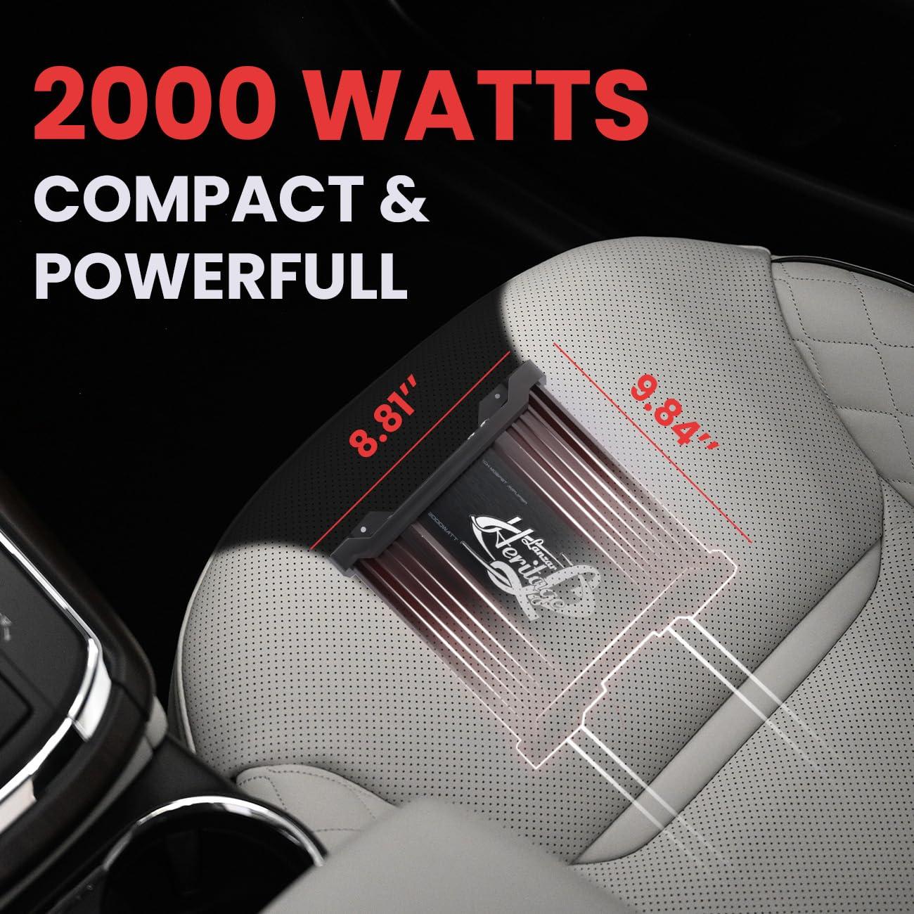 Lanzar Lanzar 2000W Monoblock Car Audio Amp - 2-Ohm Stable Mosfet Amplifier, Class AB, Electronic Crossover, Bass Boost, Subsonic Circuit, Chrome RCA Inputs, Line Output, 5-Way Protection - Soft Turn On/Off