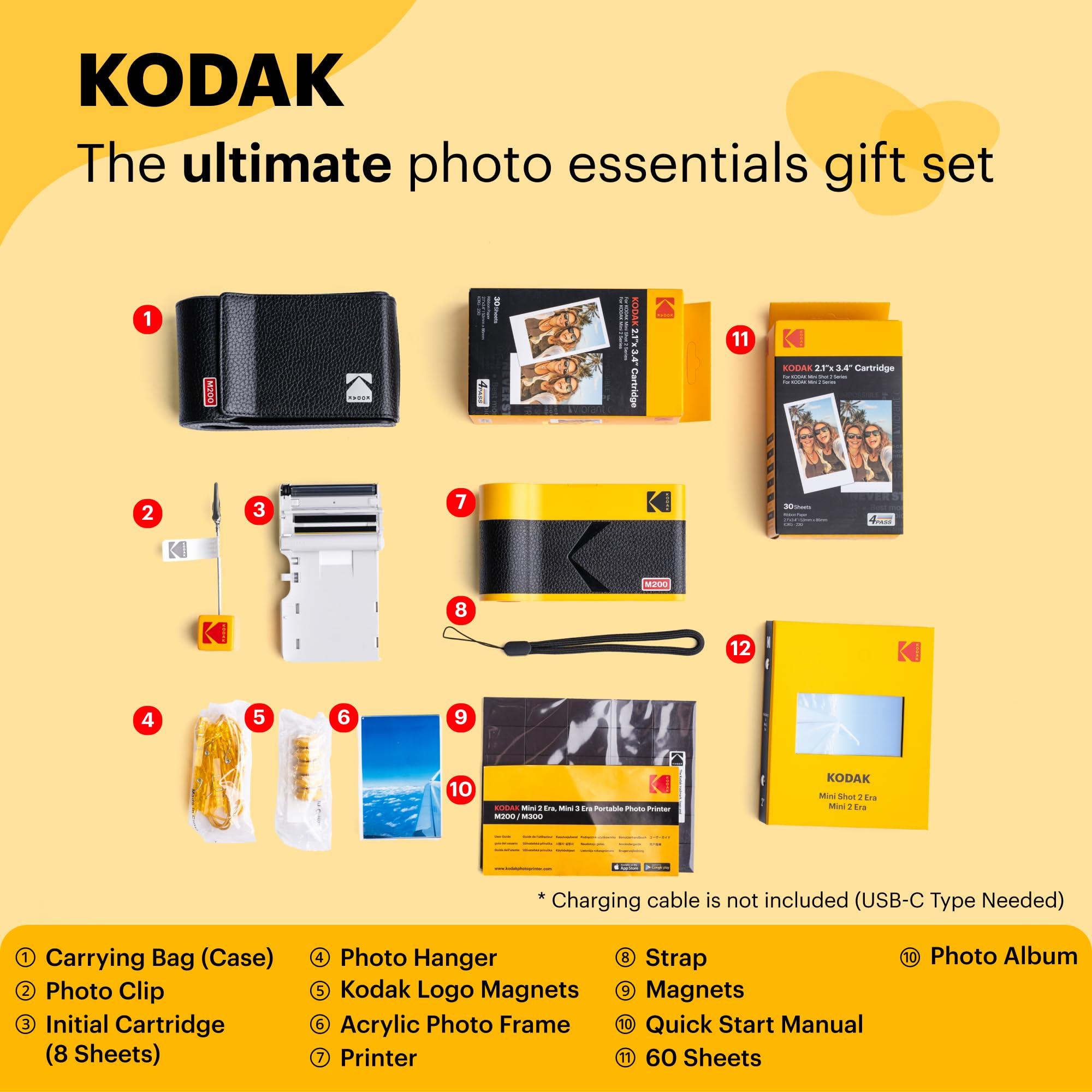 KODAK KODAK Mini 2 ERA 4PASS Portable Photo Printer (Yellow, Printer + Initial 8 Sheets + 60 Sheets + Accessories)