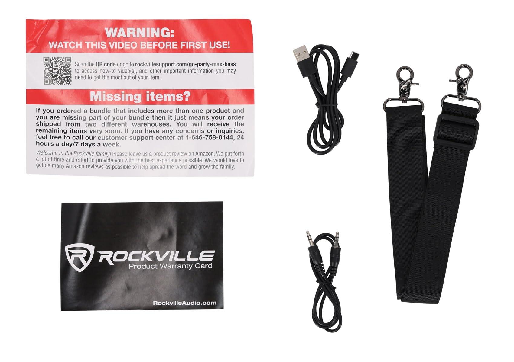 Rockville Rockville GO Party MAX BASS Large Portable LED Bluetooth Speaker w/Wireless Link