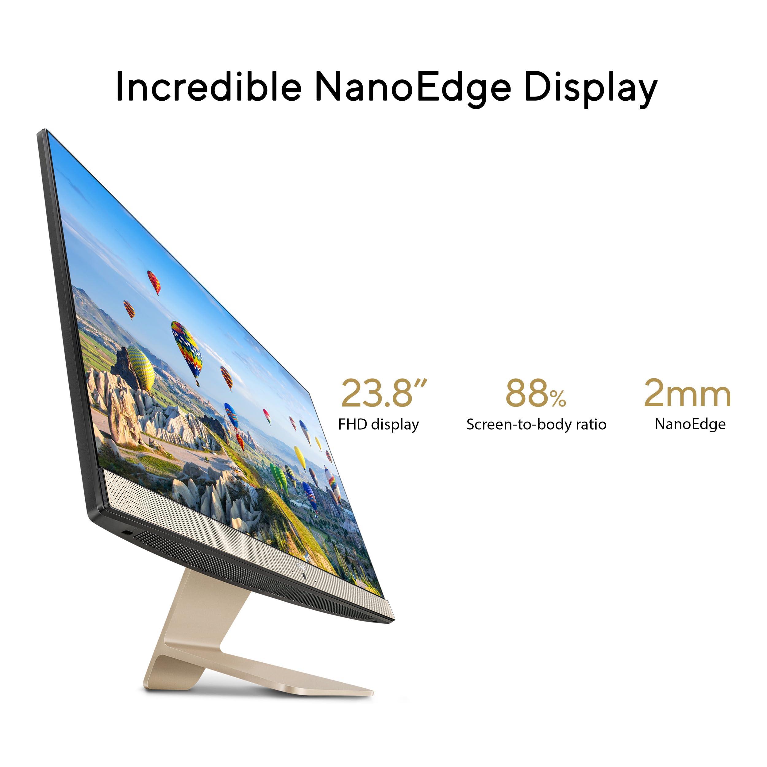 ASUS ASUS AiO M3400 All-in-One Desktop PC, 23.8-inch Full HD Anti-Glare Display, AMD Ryzen 5 5625U Processor, 8GB DDR4 RAM, 512GB NVMe PCIe, Windows 11 Home, Kensington Lock, M3400WYA-DH503