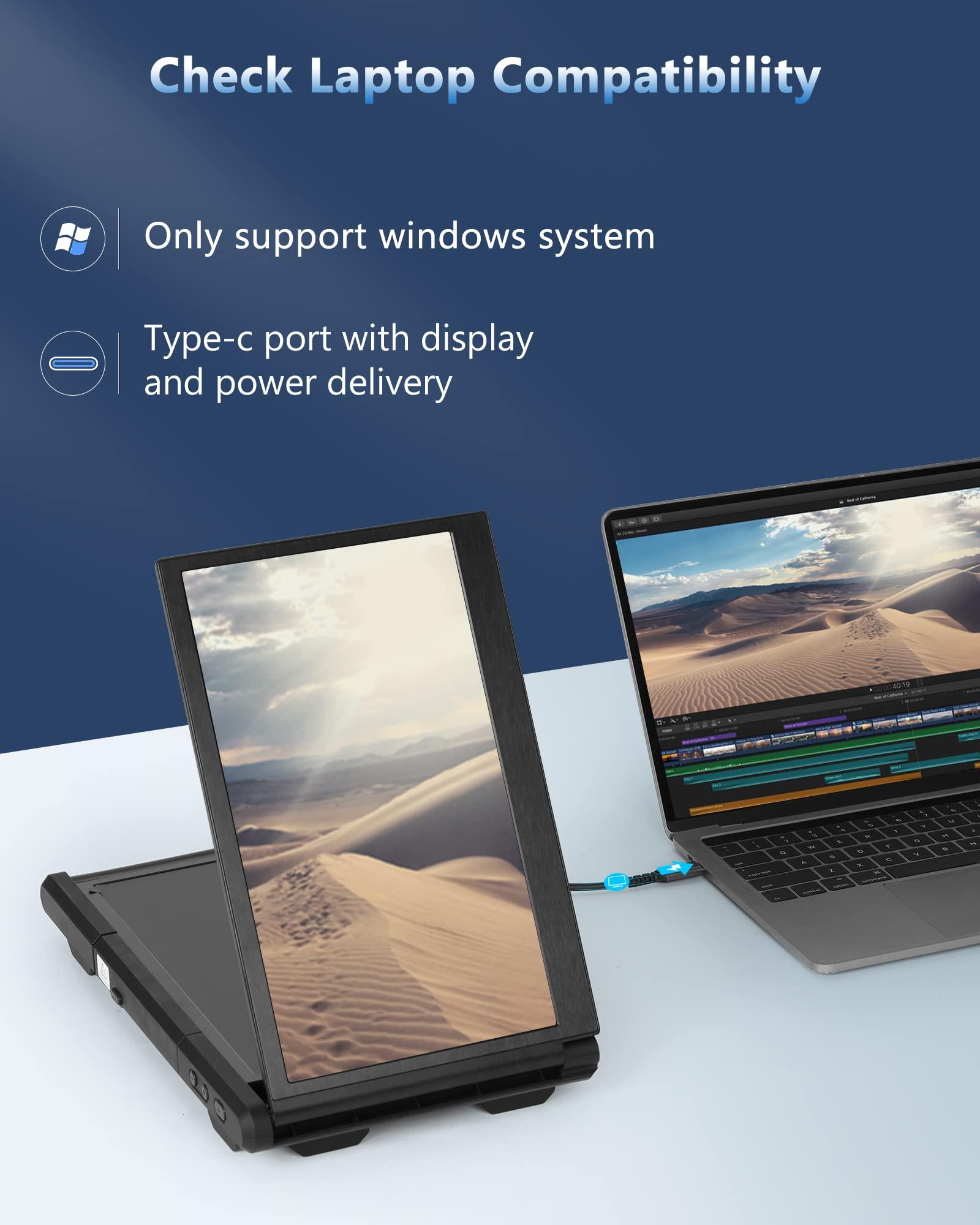 Alecewey Alecewey Triple Portable Monitor for Laptop Screen Extender Dual Monitor Extender 12 Inch FHD 1080P IPS Display Extender 2 Type-C P2S for 13-16.5 Inch ComputerOnly Windows