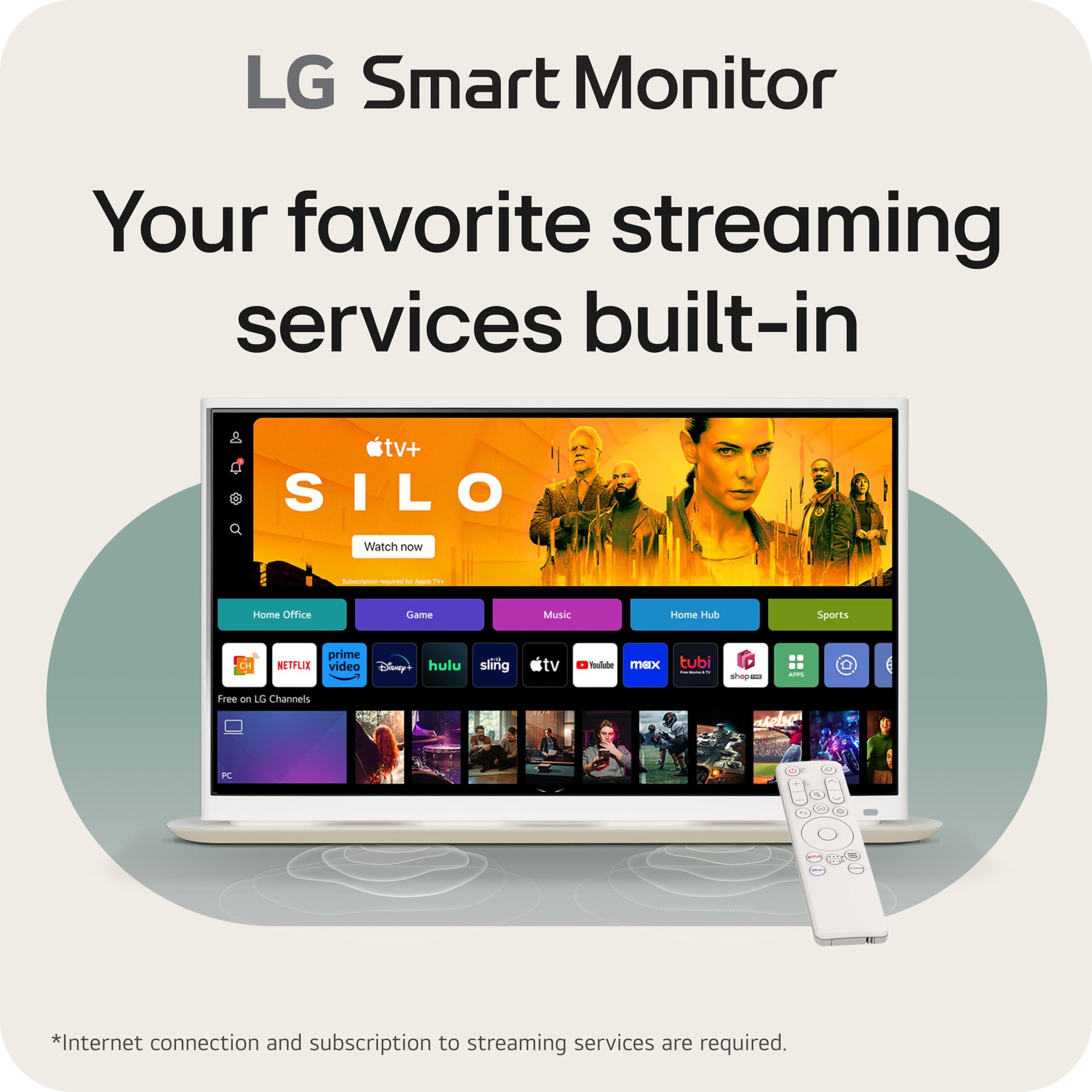 LG LG 32SR70U-W 32-Inch 4K UHD MyView Smart Monitor with IPS Display webOS 23 USB Type-C Speakers x2 HDR 10 AirPlay 2 Screen Share Bluetooth Remote - White